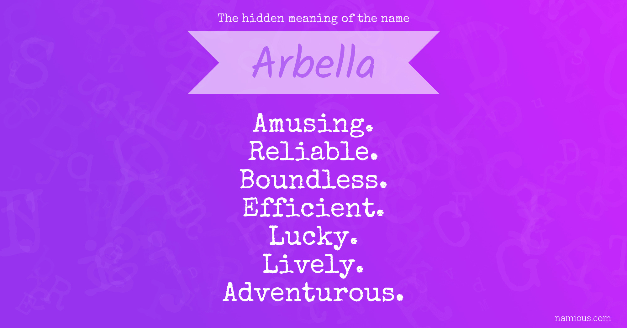 The hidden meaning of the name Arbella