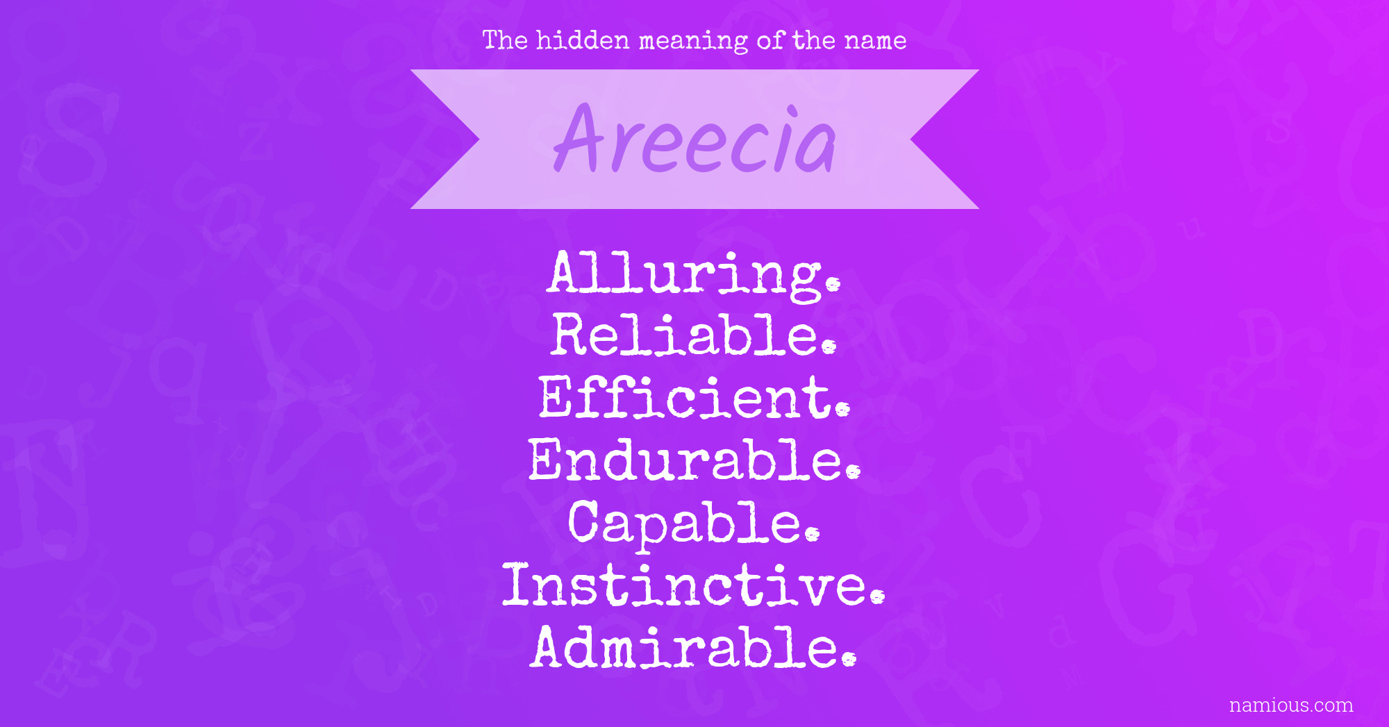 The hidden meaning of the name Areecia