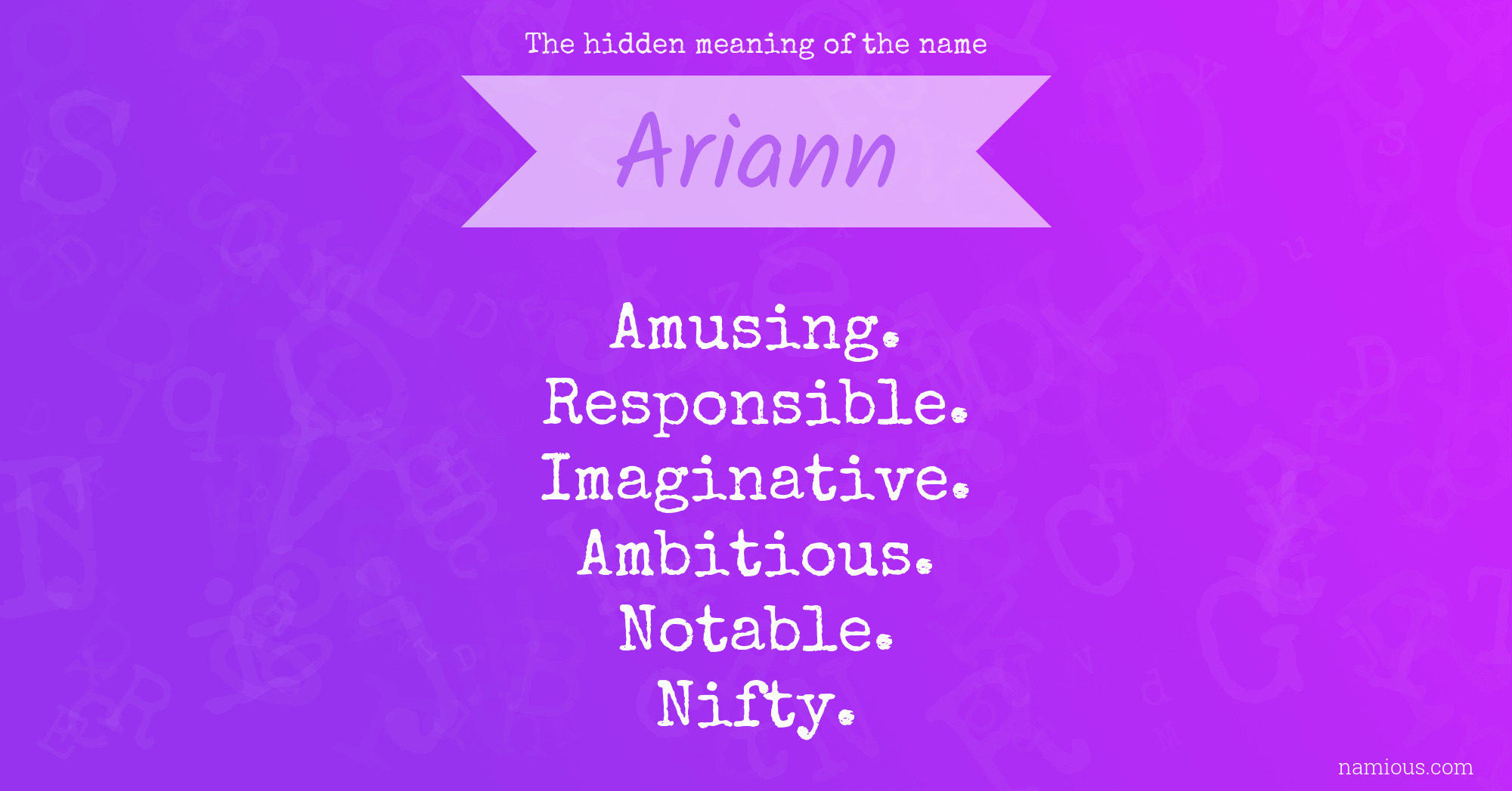 The hidden meaning of the name Ariann