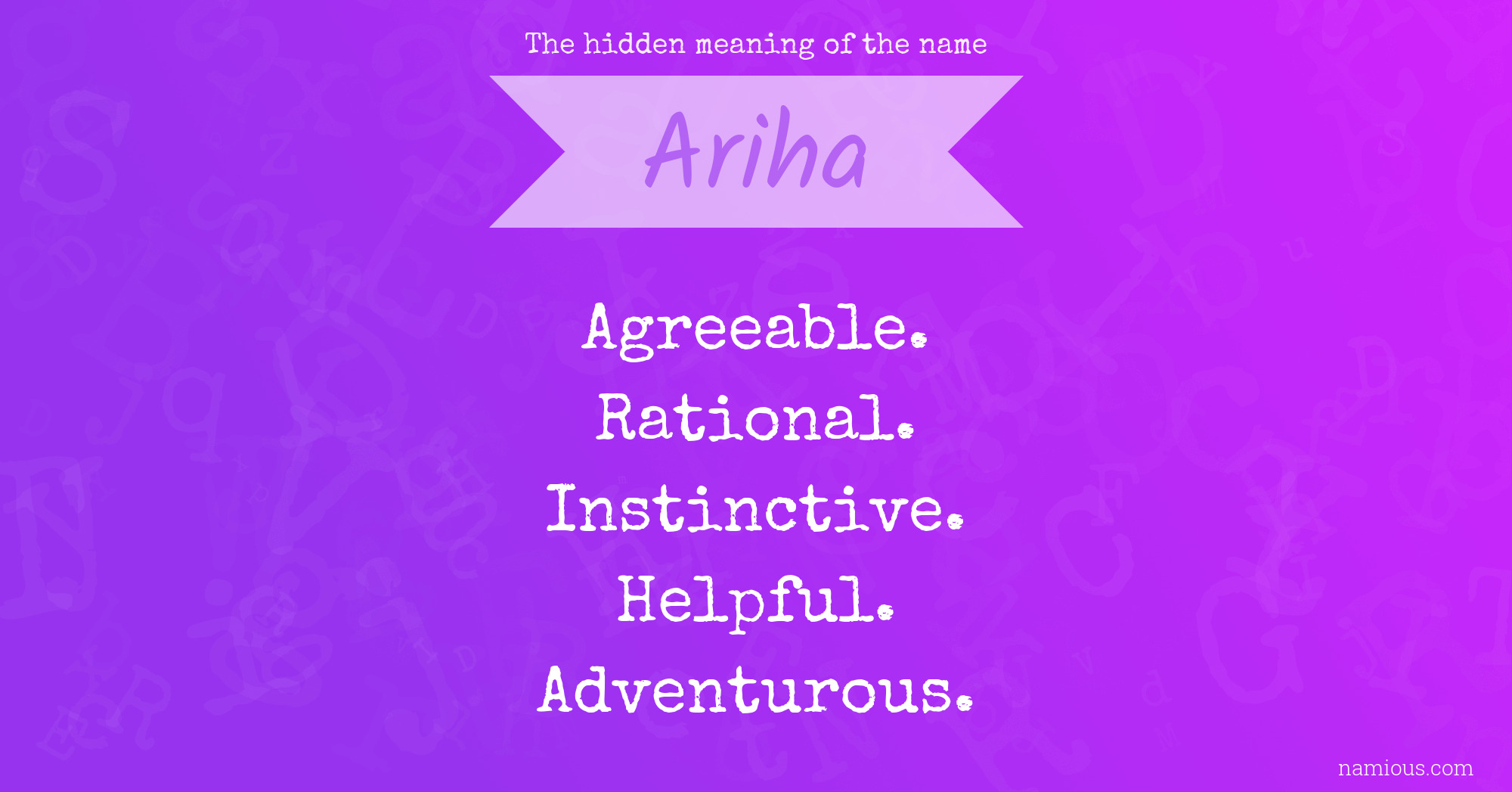 The hidden meaning of the name Ariha