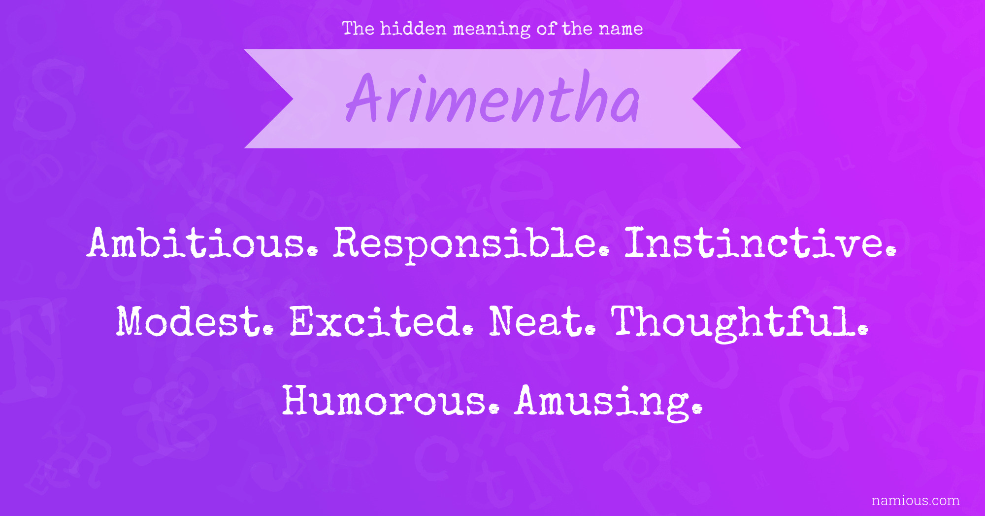 The hidden meaning of the name Arimentha