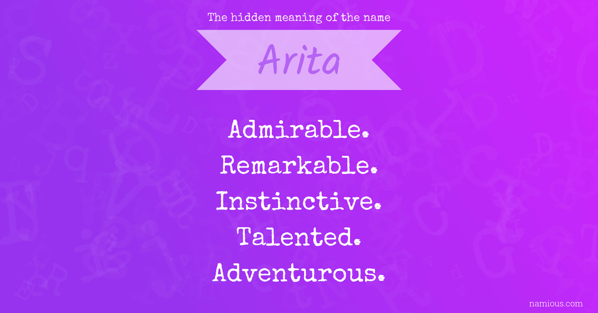 The hidden meaning of the name Arita