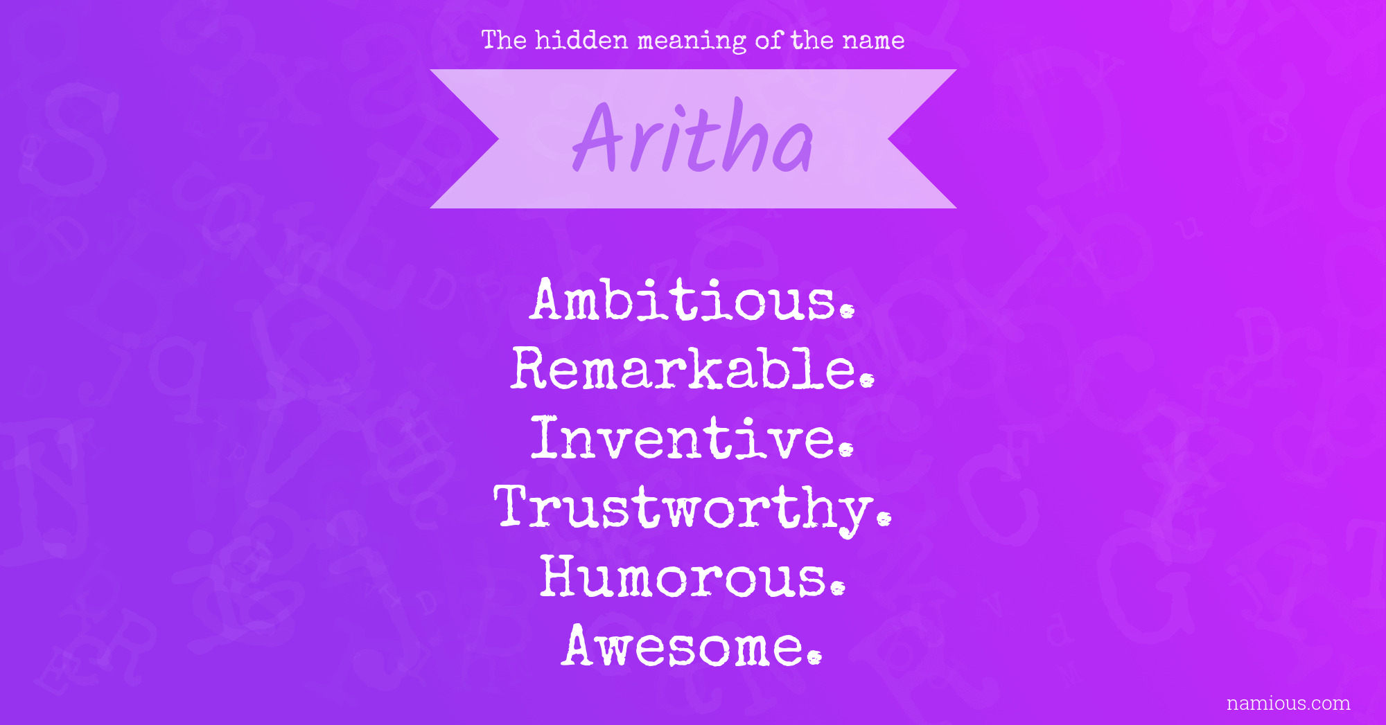 The hidden meaning of the name Aritha