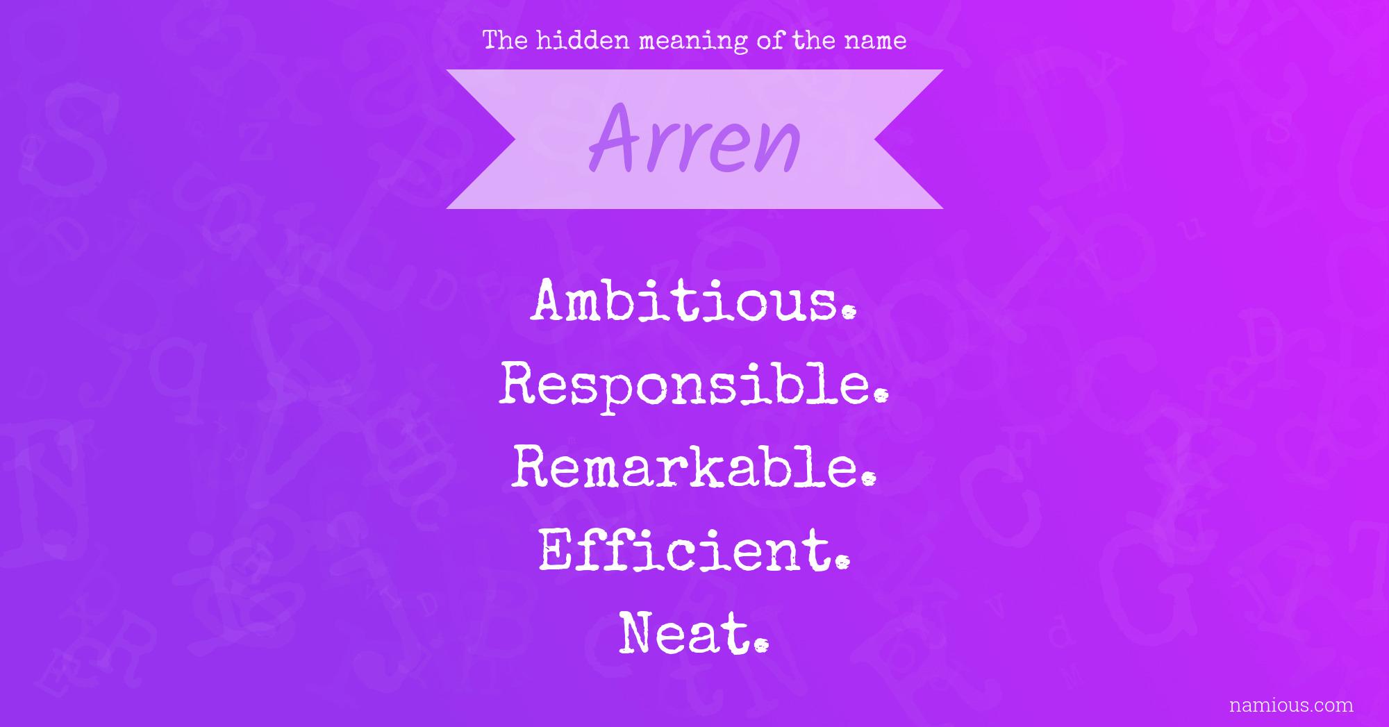 The hidden meaning of the name Arren