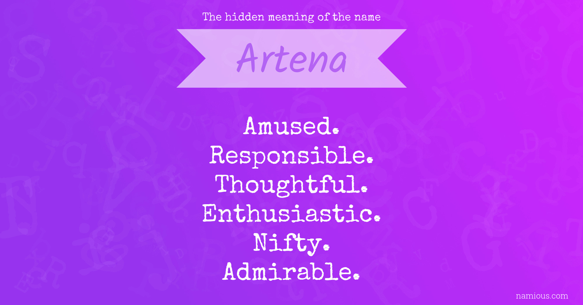 The hidden meaning of the name Artena