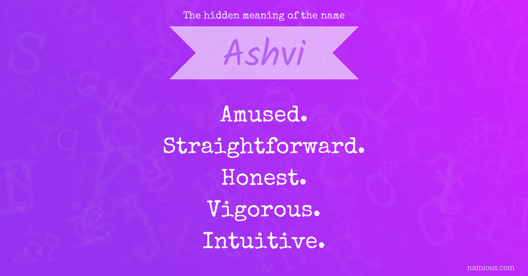 The hidden meaning of the name Ashvi