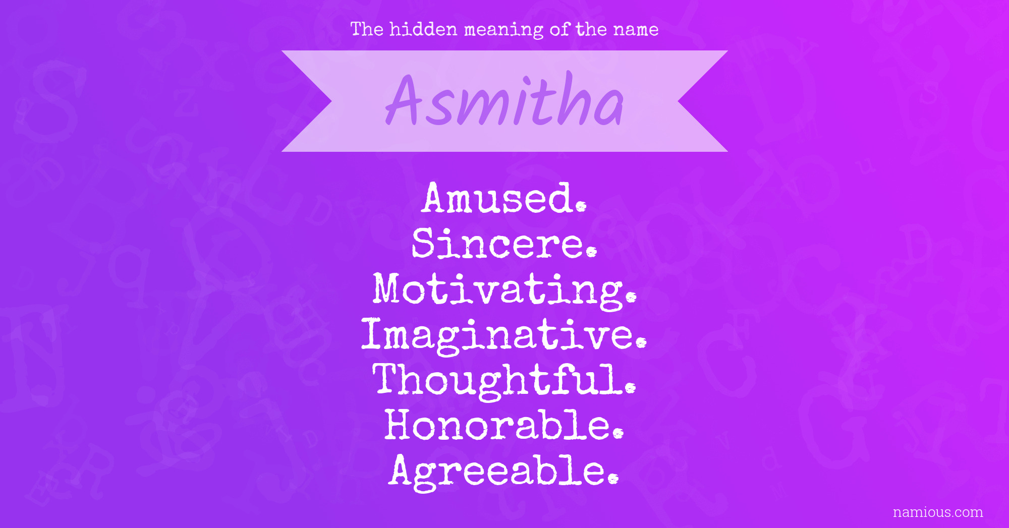 The hidden meaning of the name Asmitha