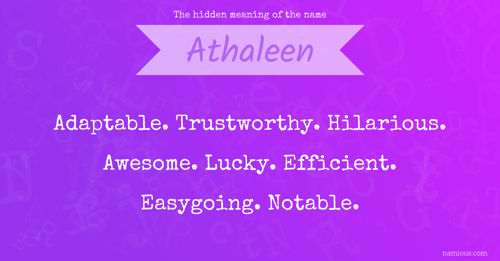 The hidden meaning of the name Athaleen