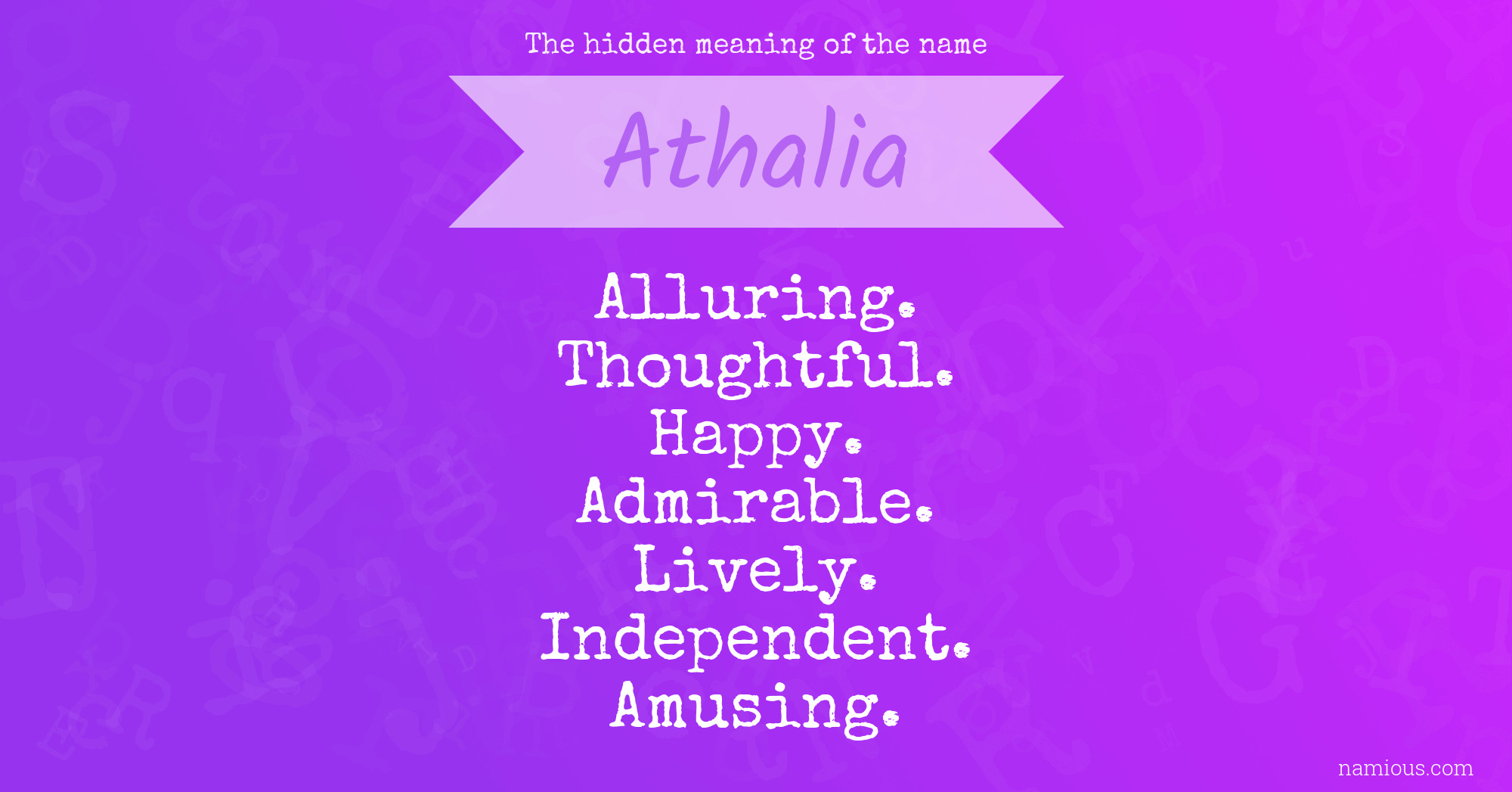 The hidden meaning of the name Athalia