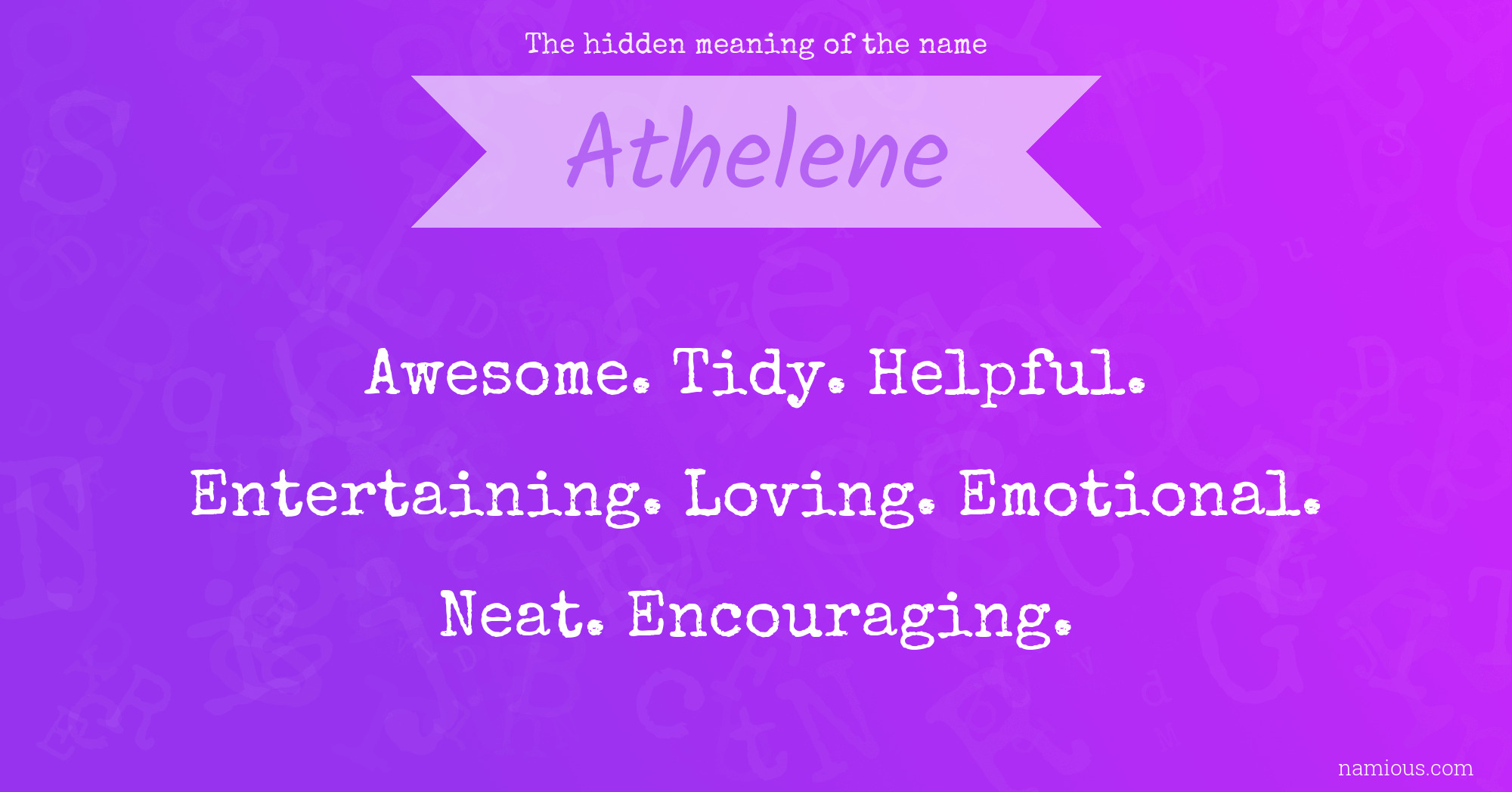 The hidden meaning of the name Athelene