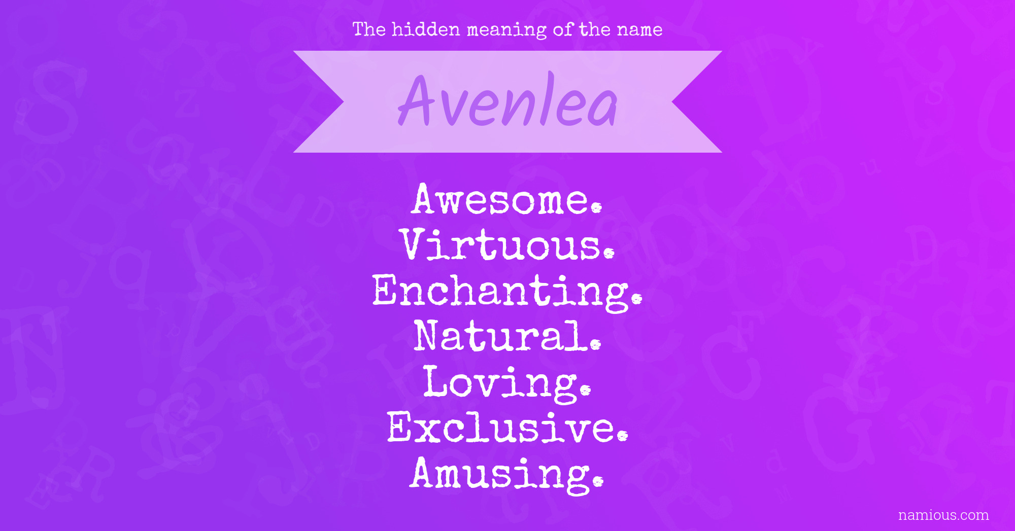 The hidden meaning of the name Avenlea