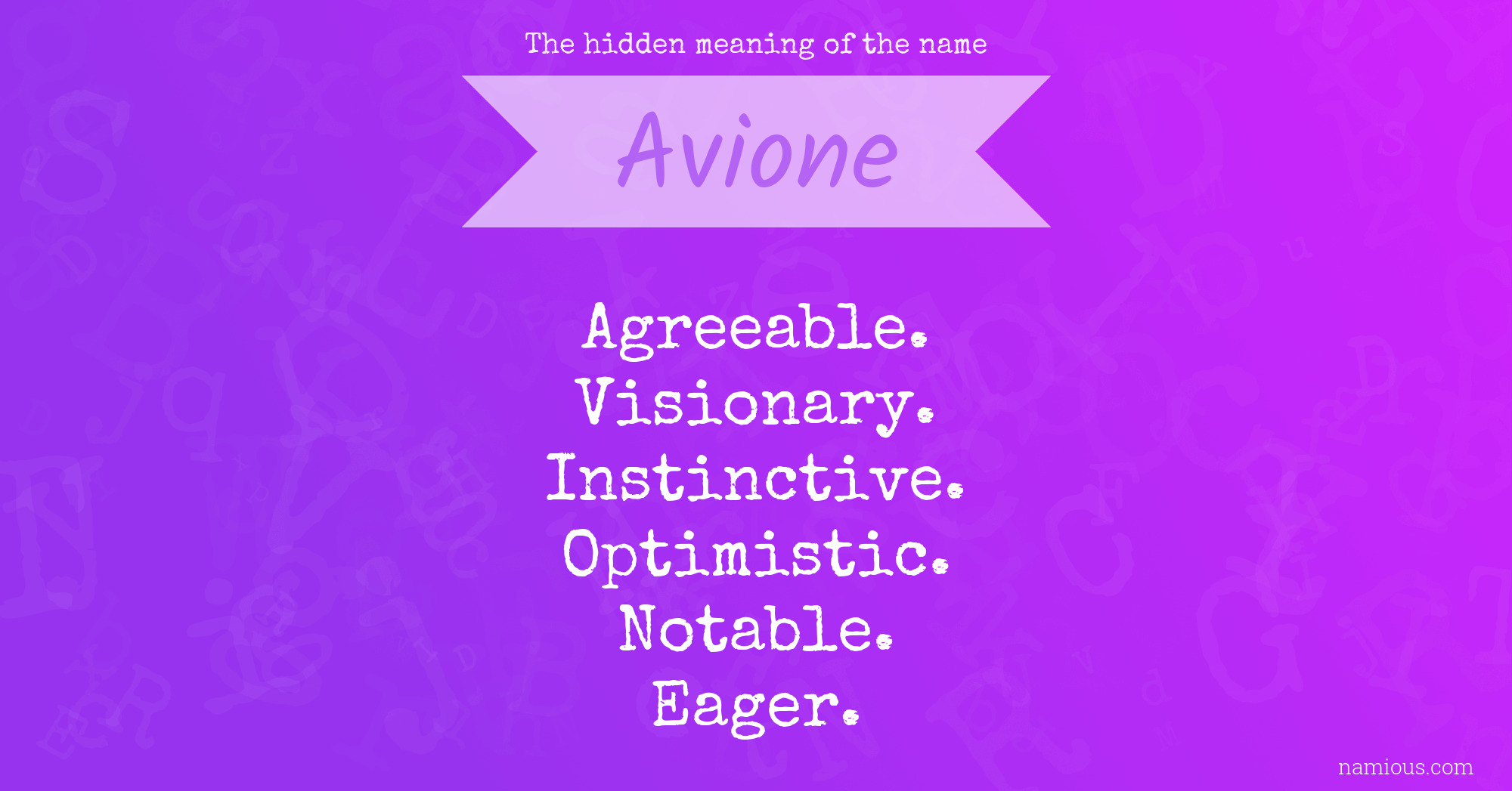 The hidden meaning of the name Avione