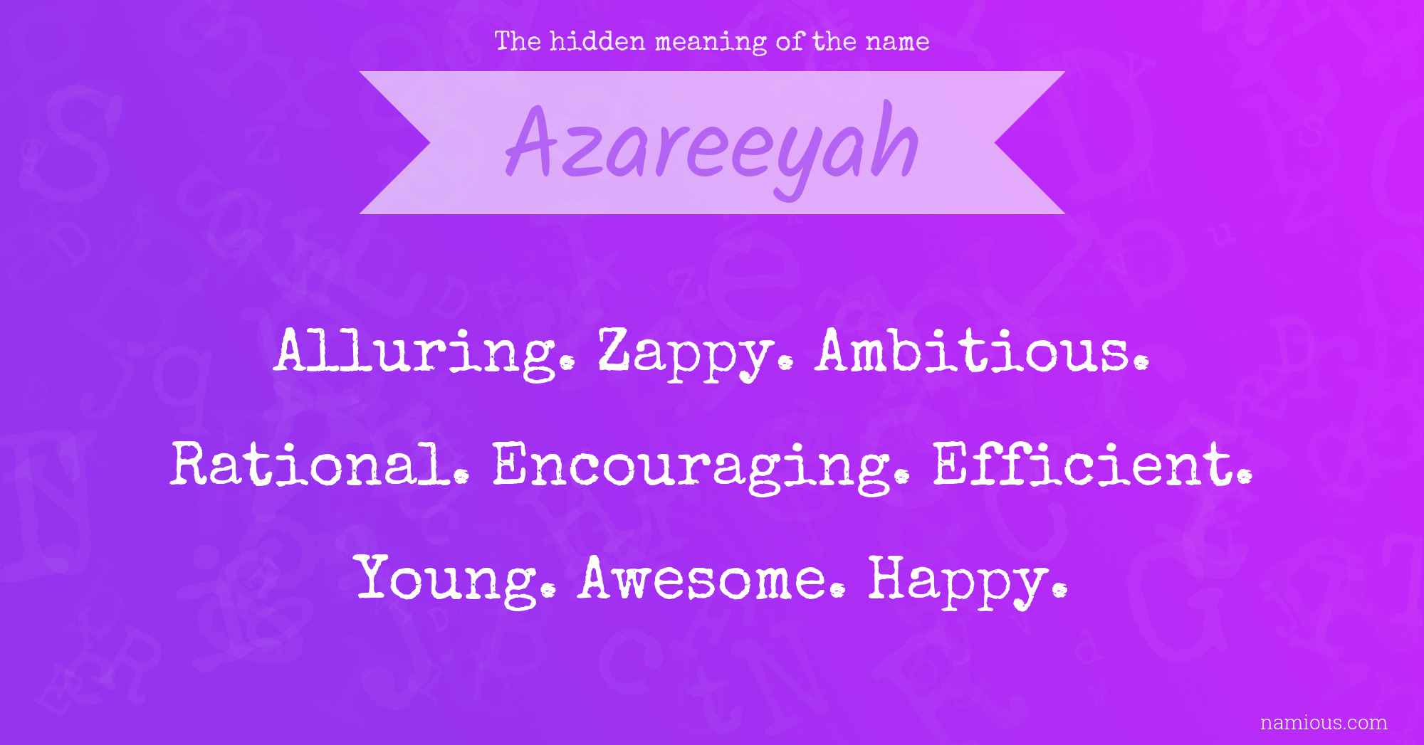 The hidden meaning of the name Azareeyah