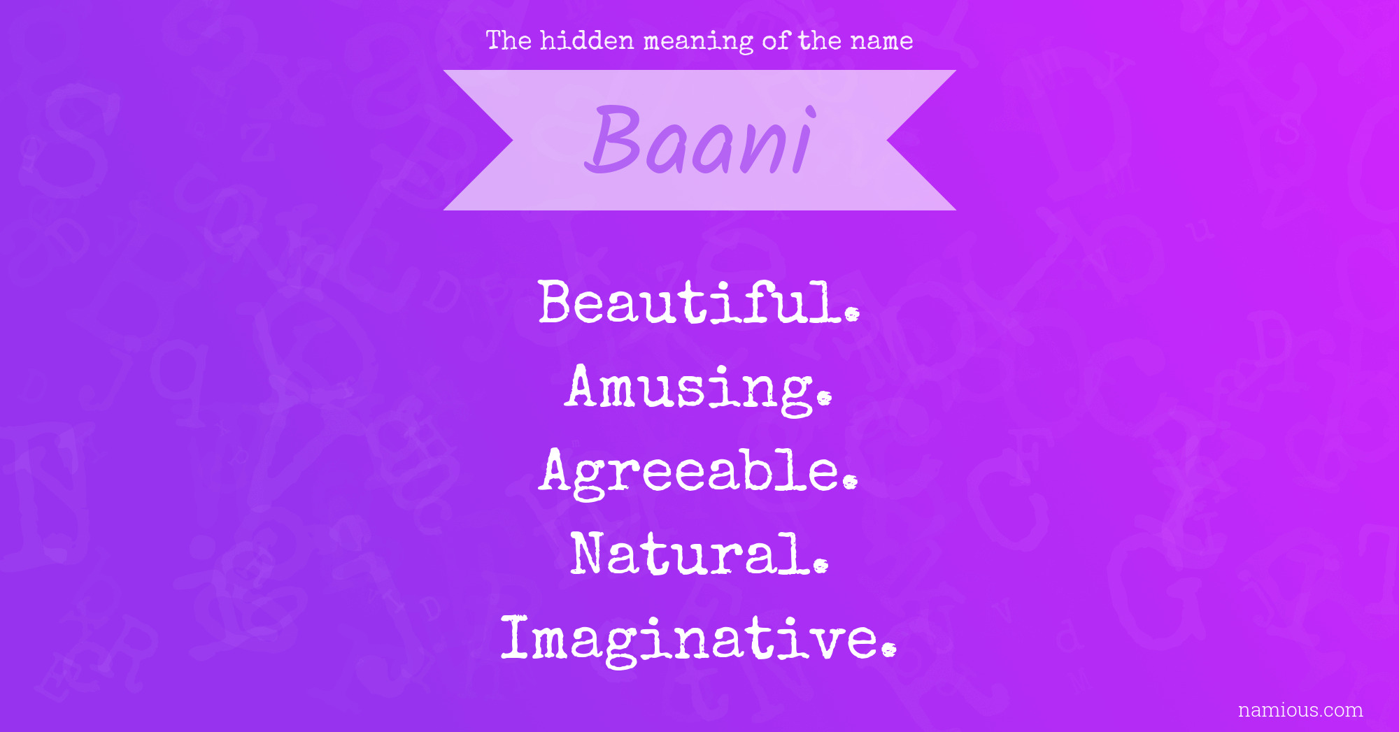 The hidden meaning of the name Baani