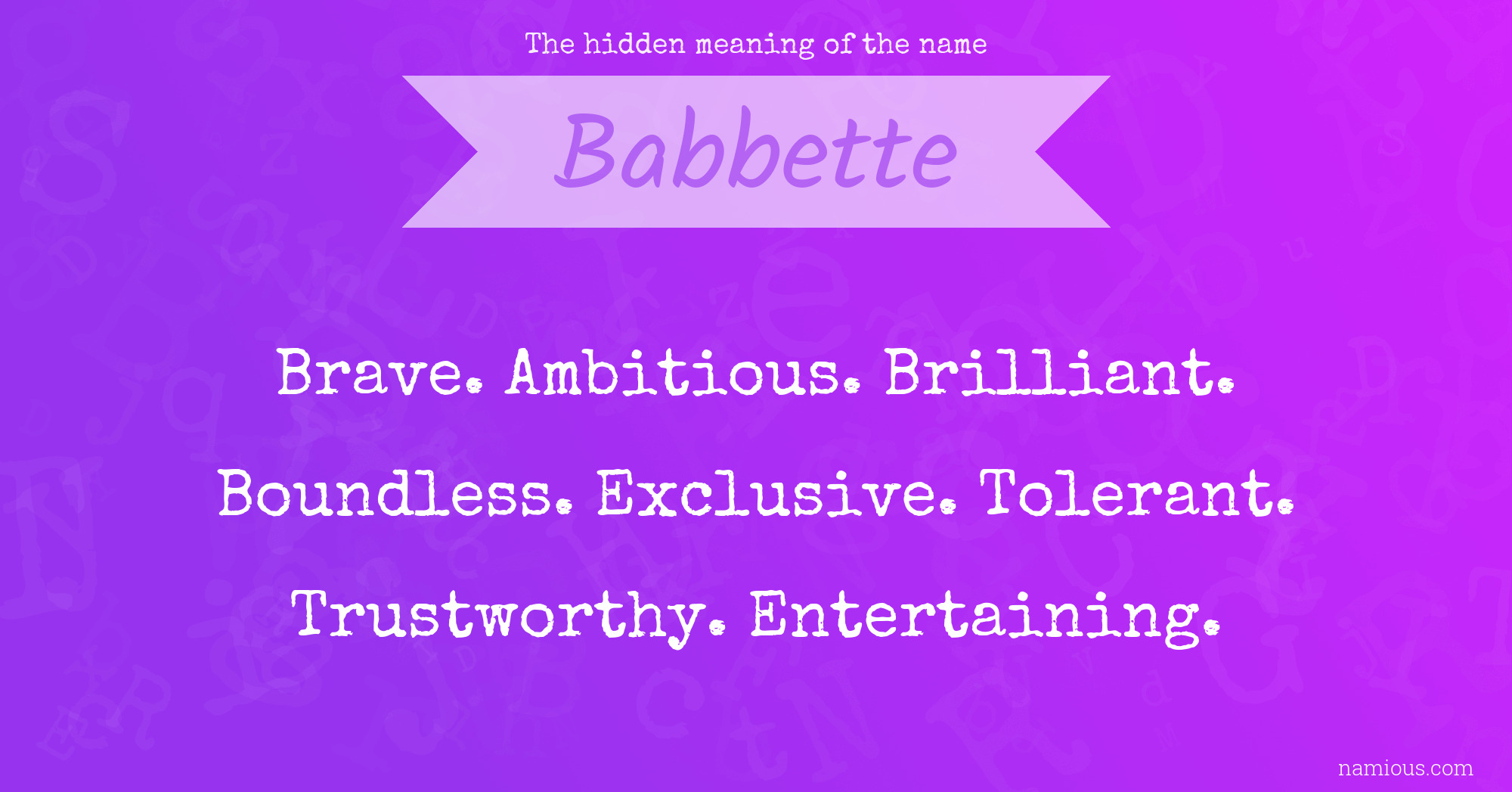 The hidden meaning of the name Babbette