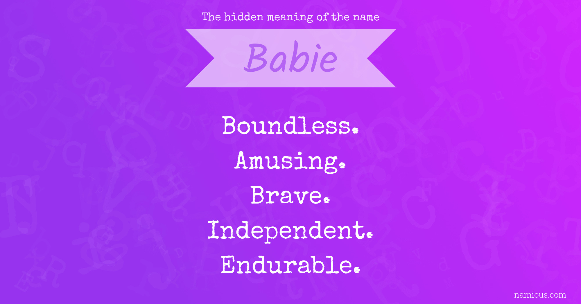 The hidden meaning of the name Babie