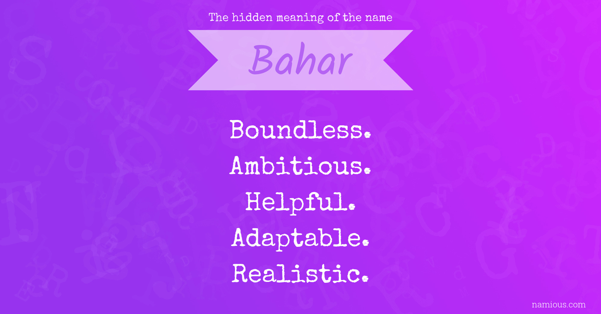 The hidden meaning of the name Bahar