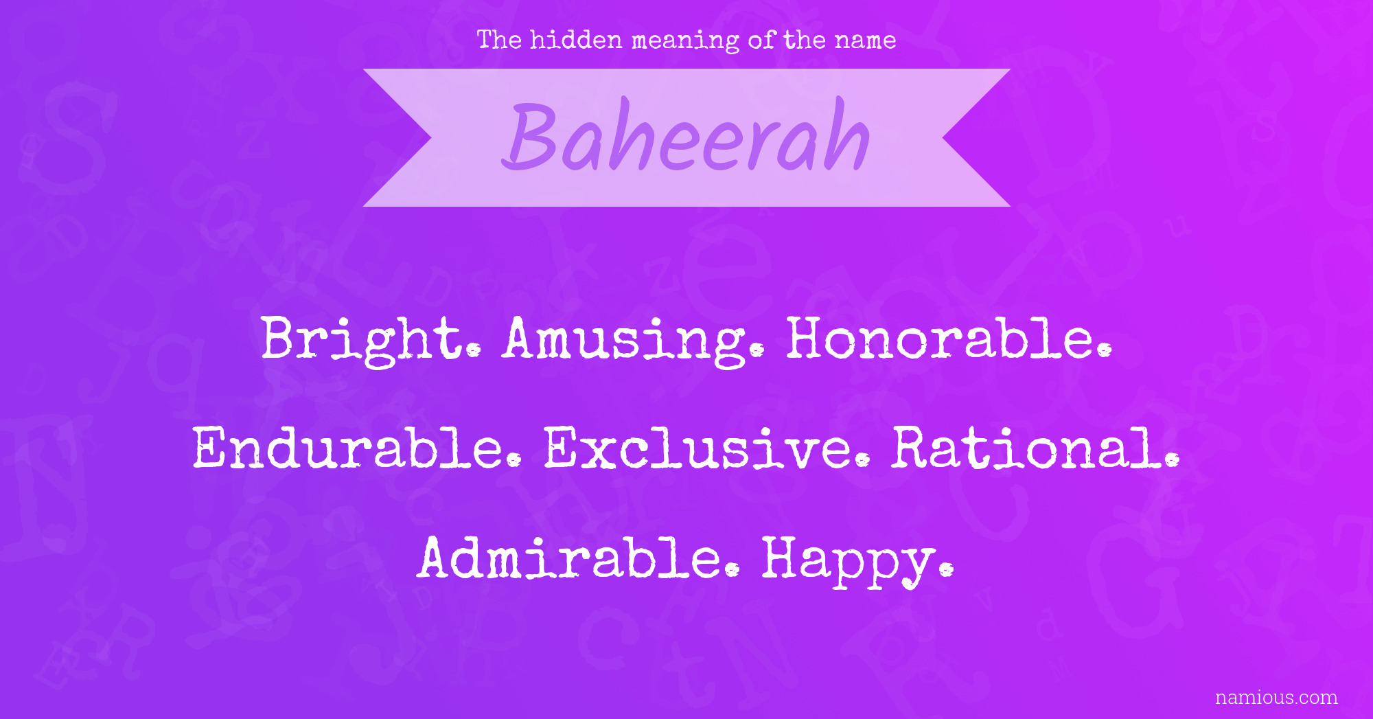 The hidden meaning of the name Baheerah