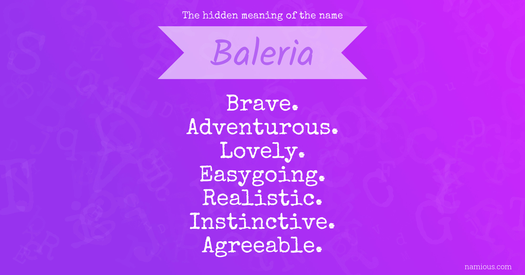 The hidden meaning of the name Baleria