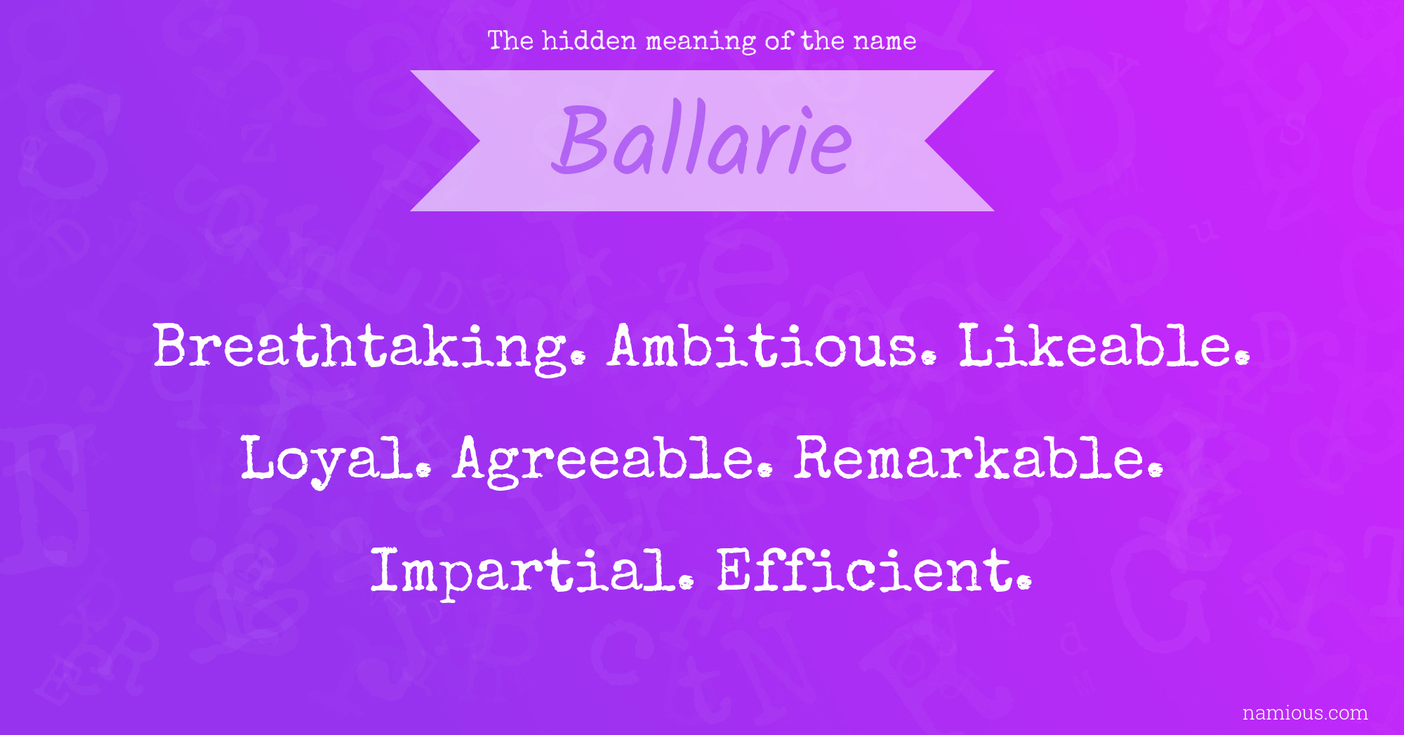 The hidden meaning of the name Ballarie