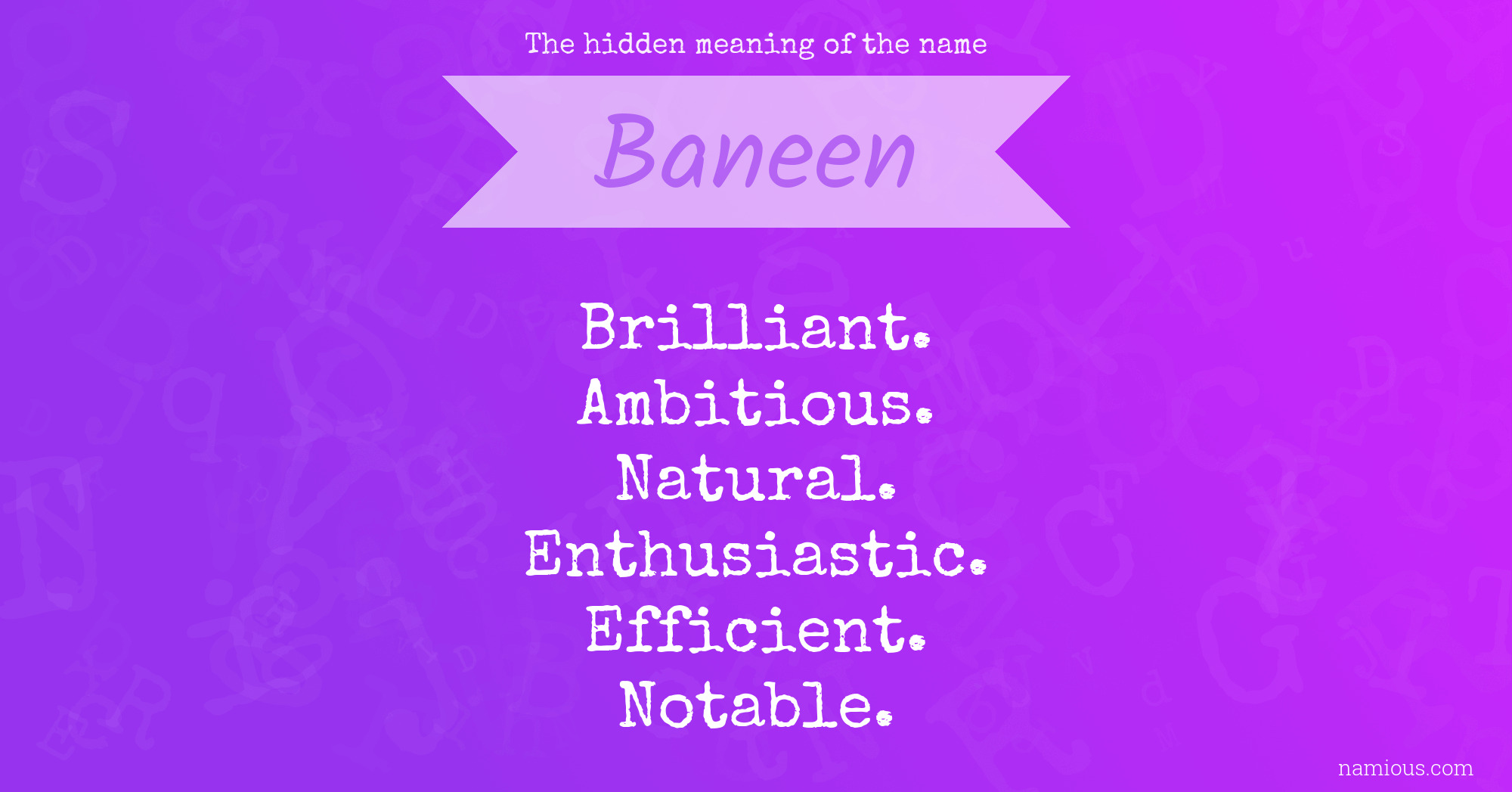 The hidden meaning of the name Baneen