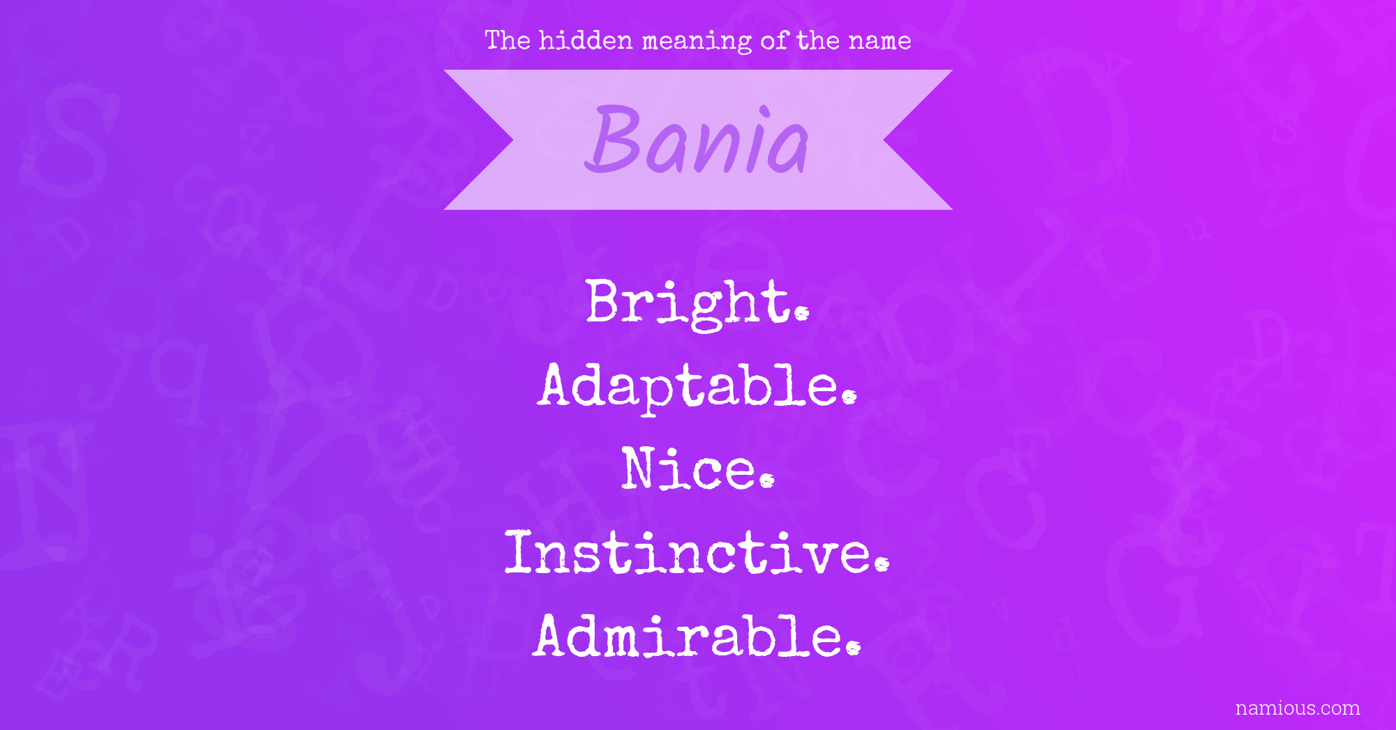 The hidden meaning of the name Bania