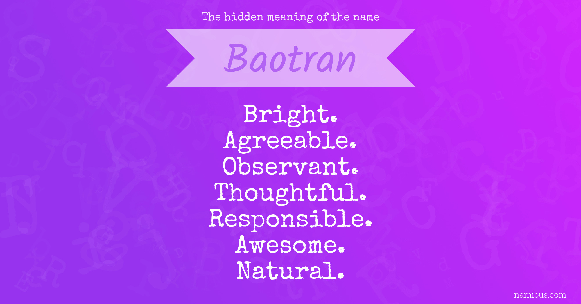 The hidden meaning of the name Baotran