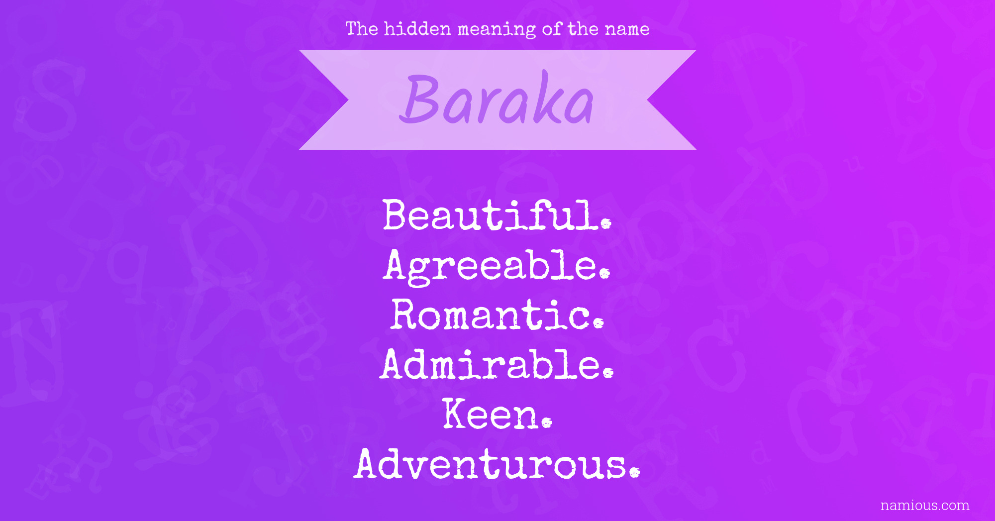 The hidden meaning of the name Baraka