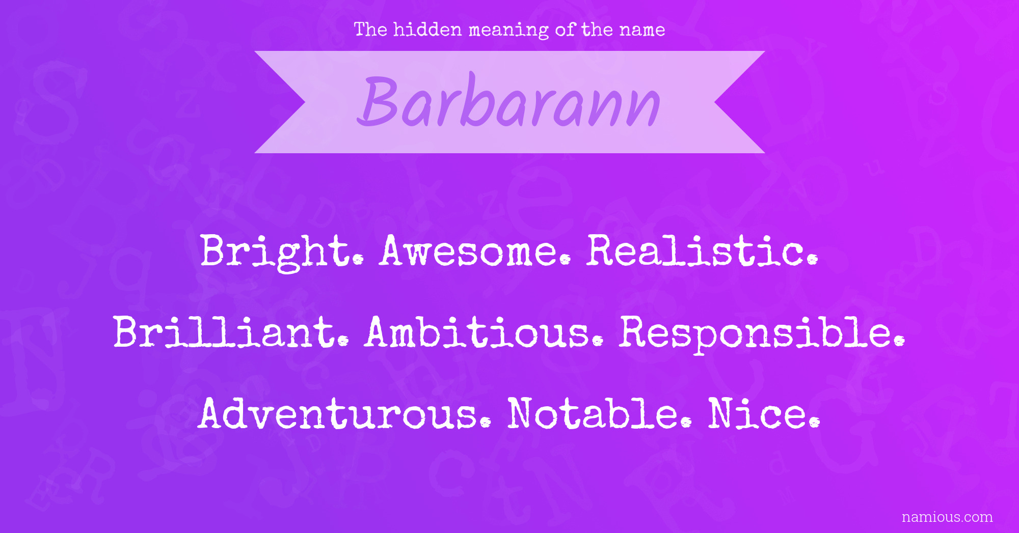 The hidden meaning of the name Barbarann