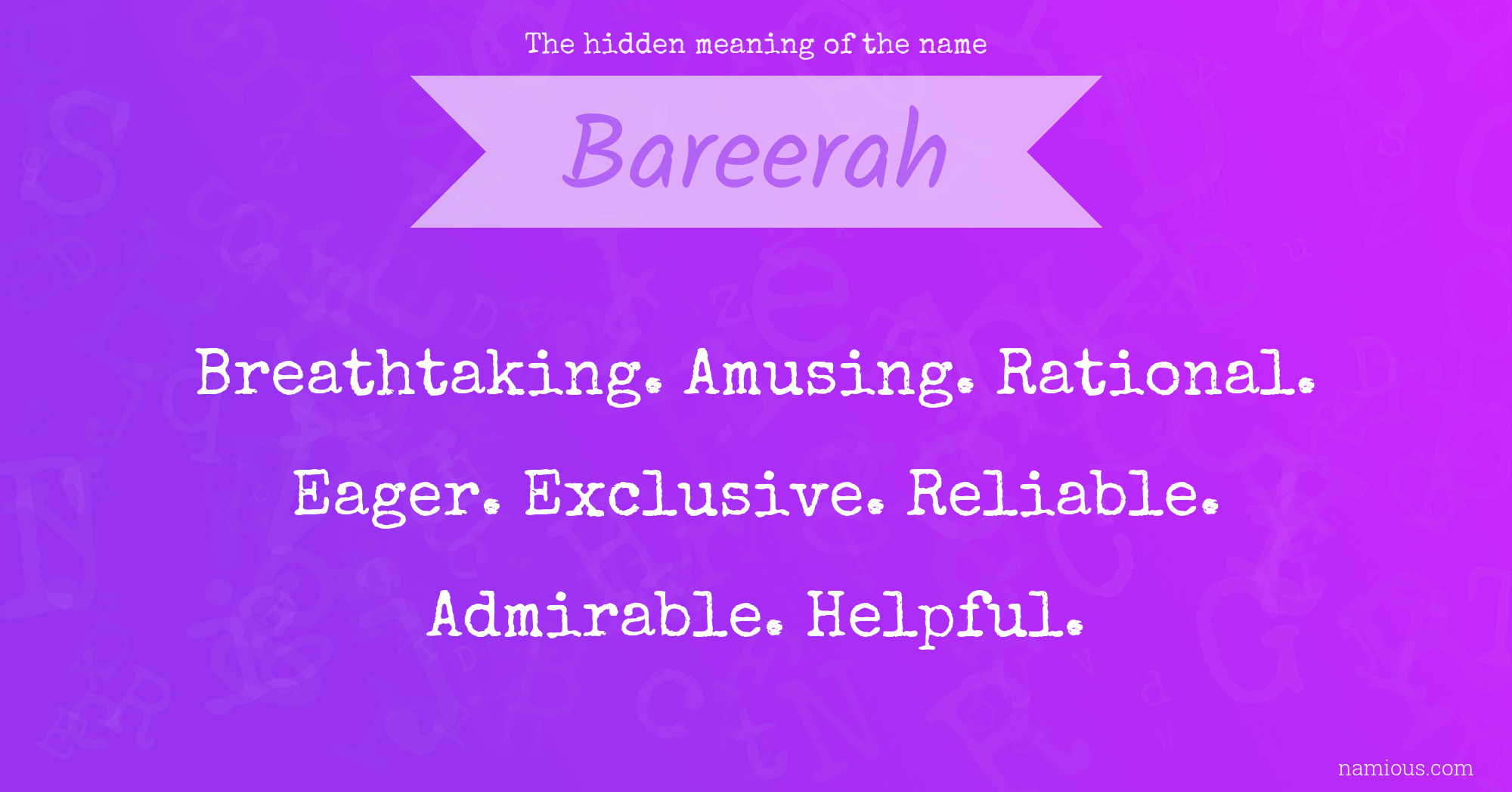 The hidden meaning of the name Bareerah