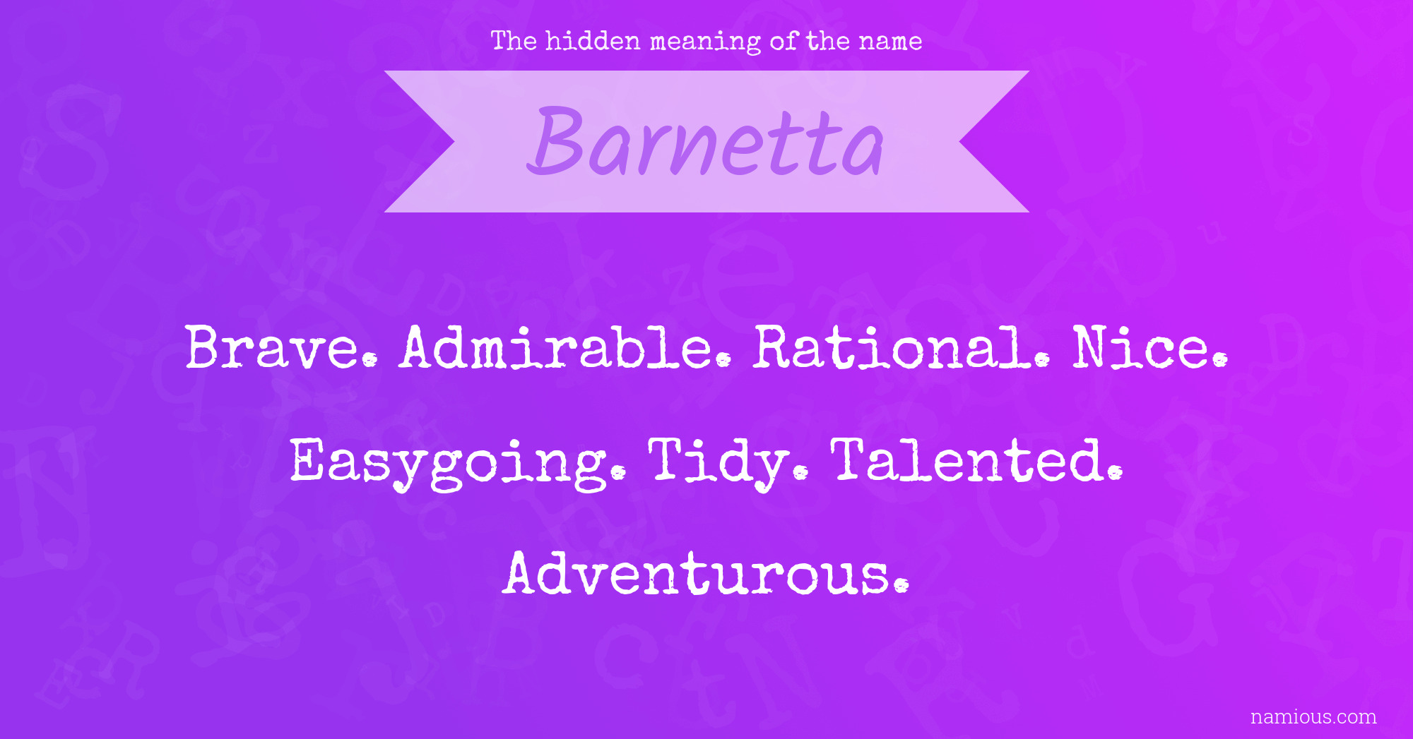 The hidden meaning of the name Barnetta