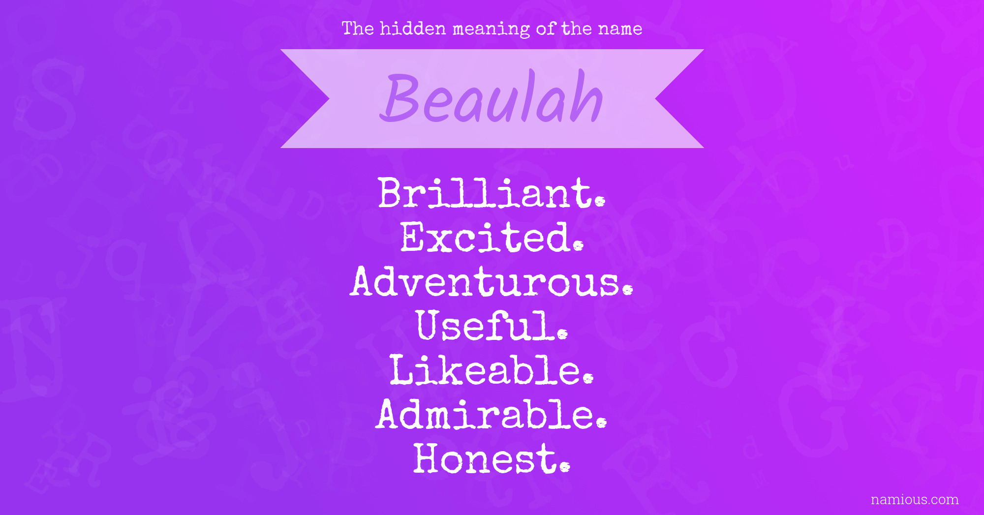 The hidden meaning of the name Beaulah