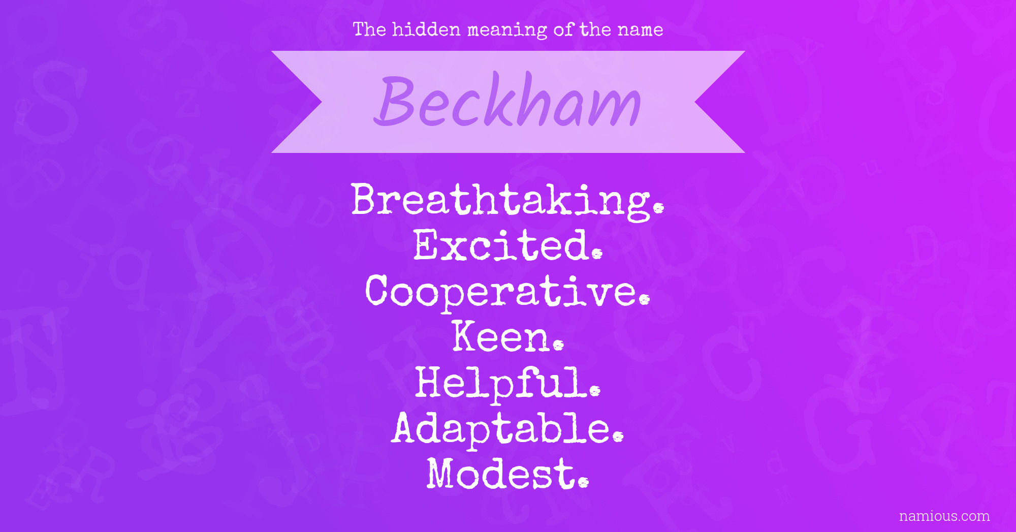 The hidden meaning of the name Beckham