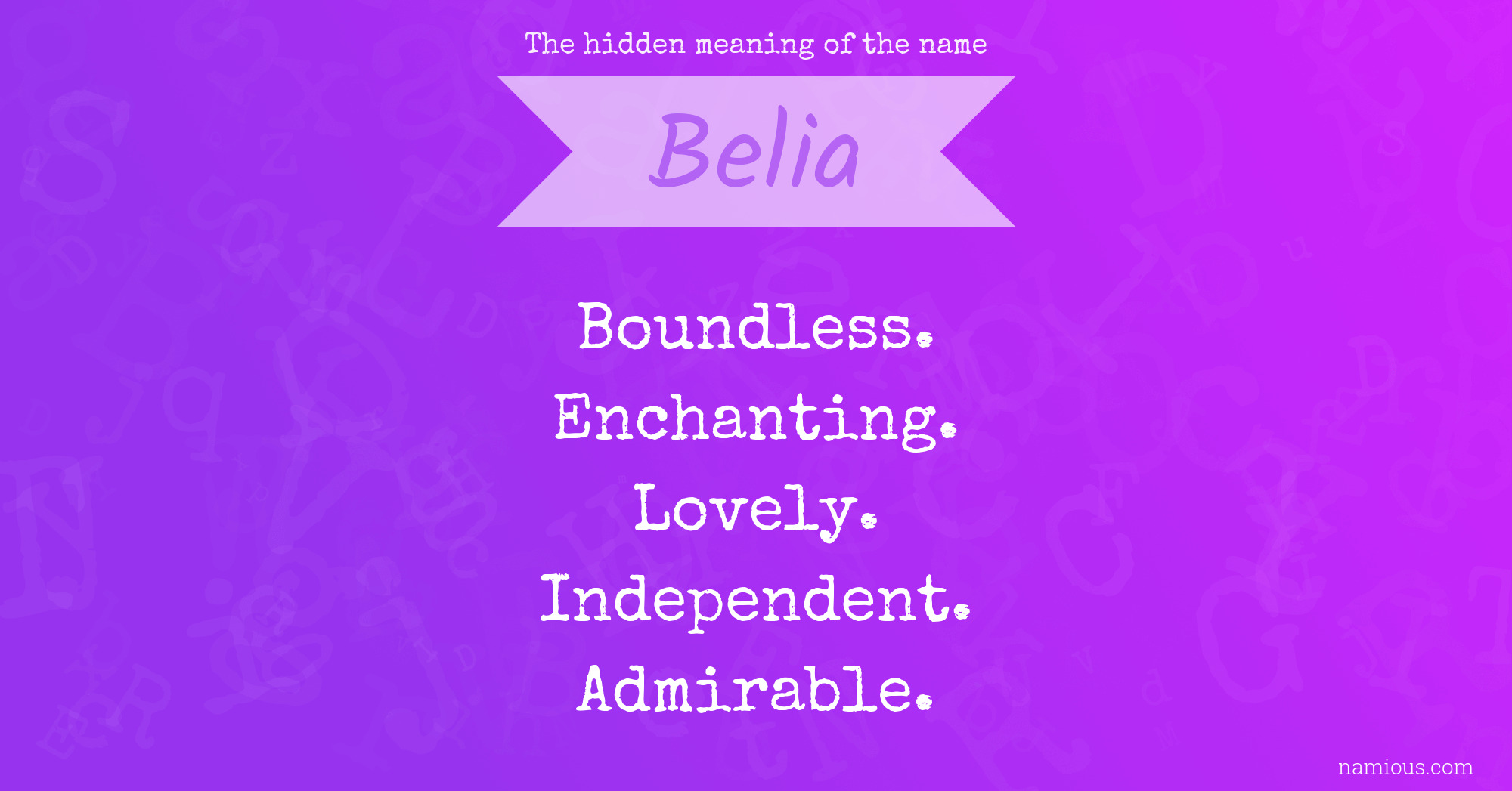 The hidden meaning of the name Belia