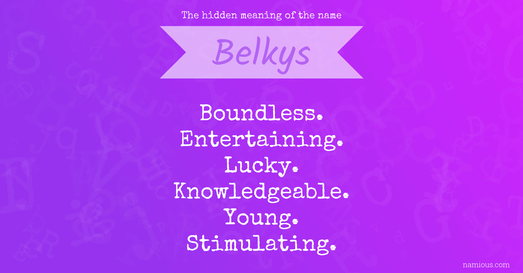 The hidden meaning of the name Belkys