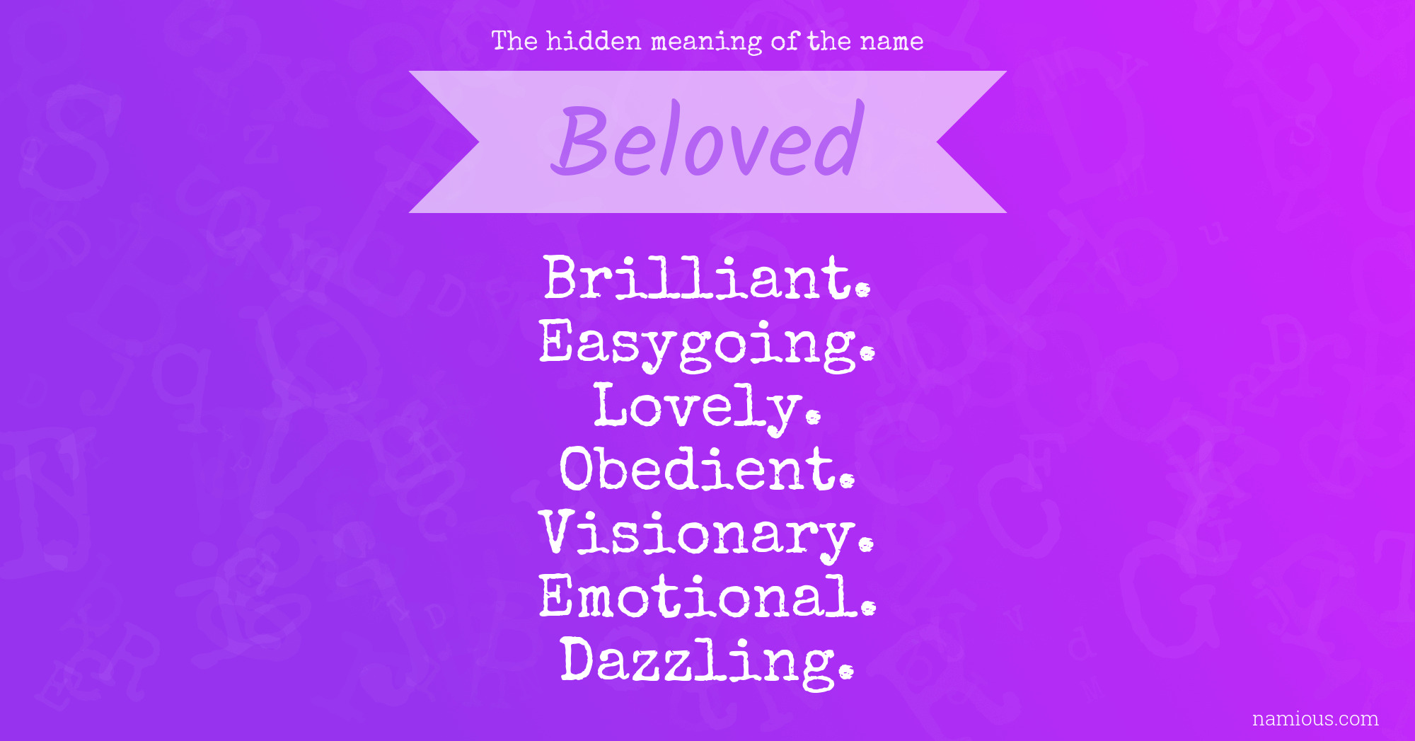 The hidden meaning of the name Beloved