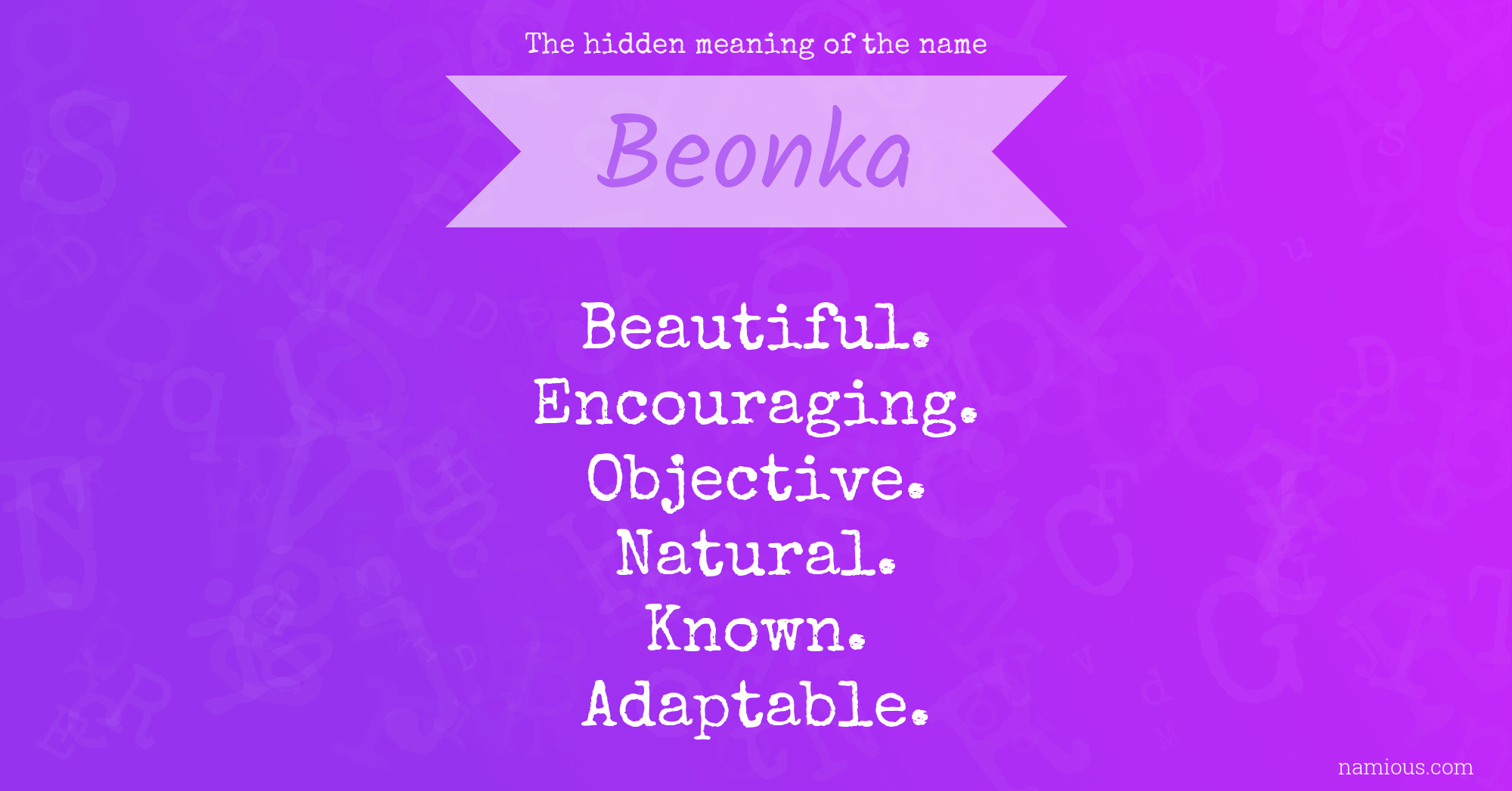 The hidden meaning of the name Beonka