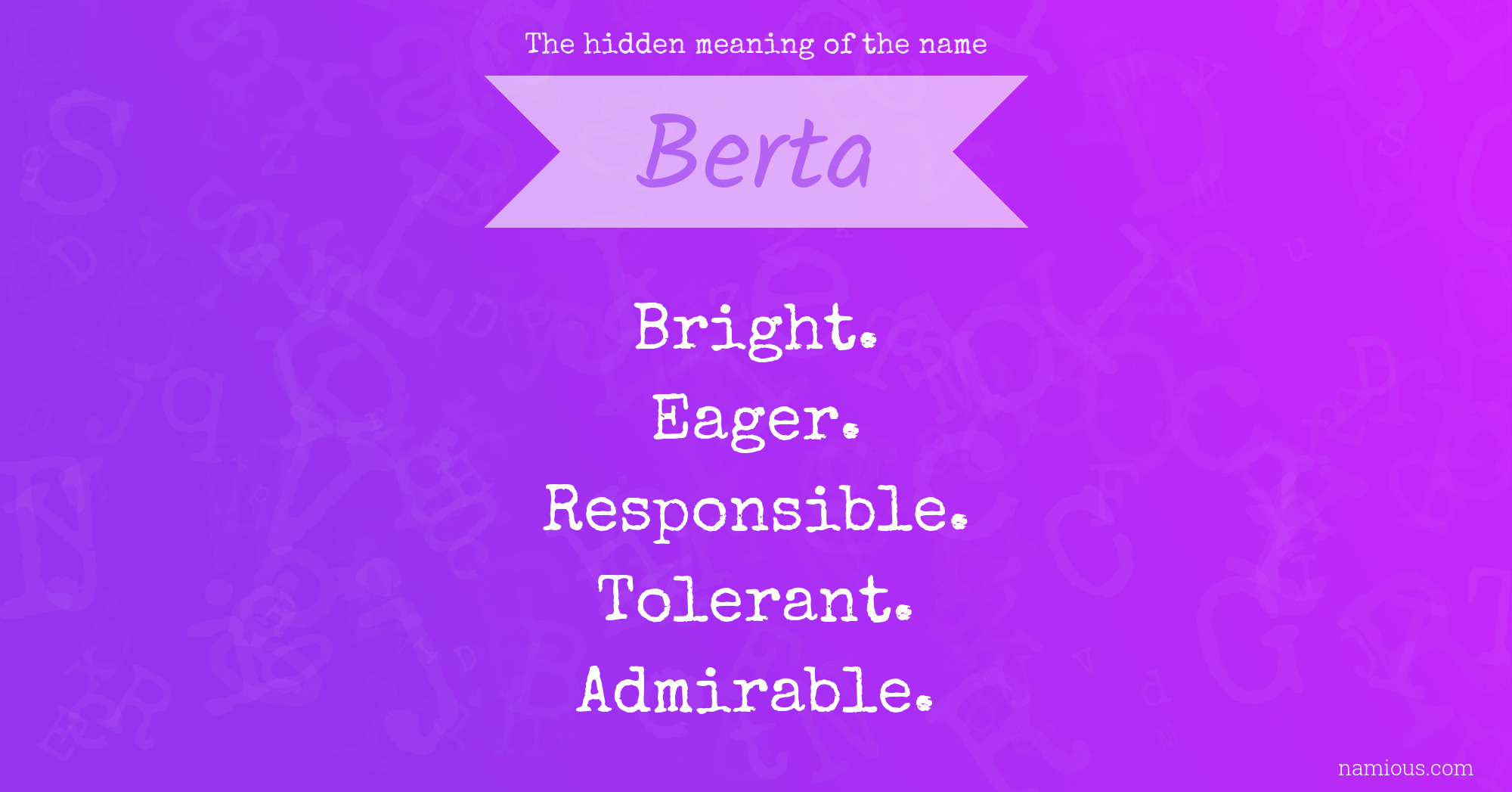 The hidden meaning of the name Berta