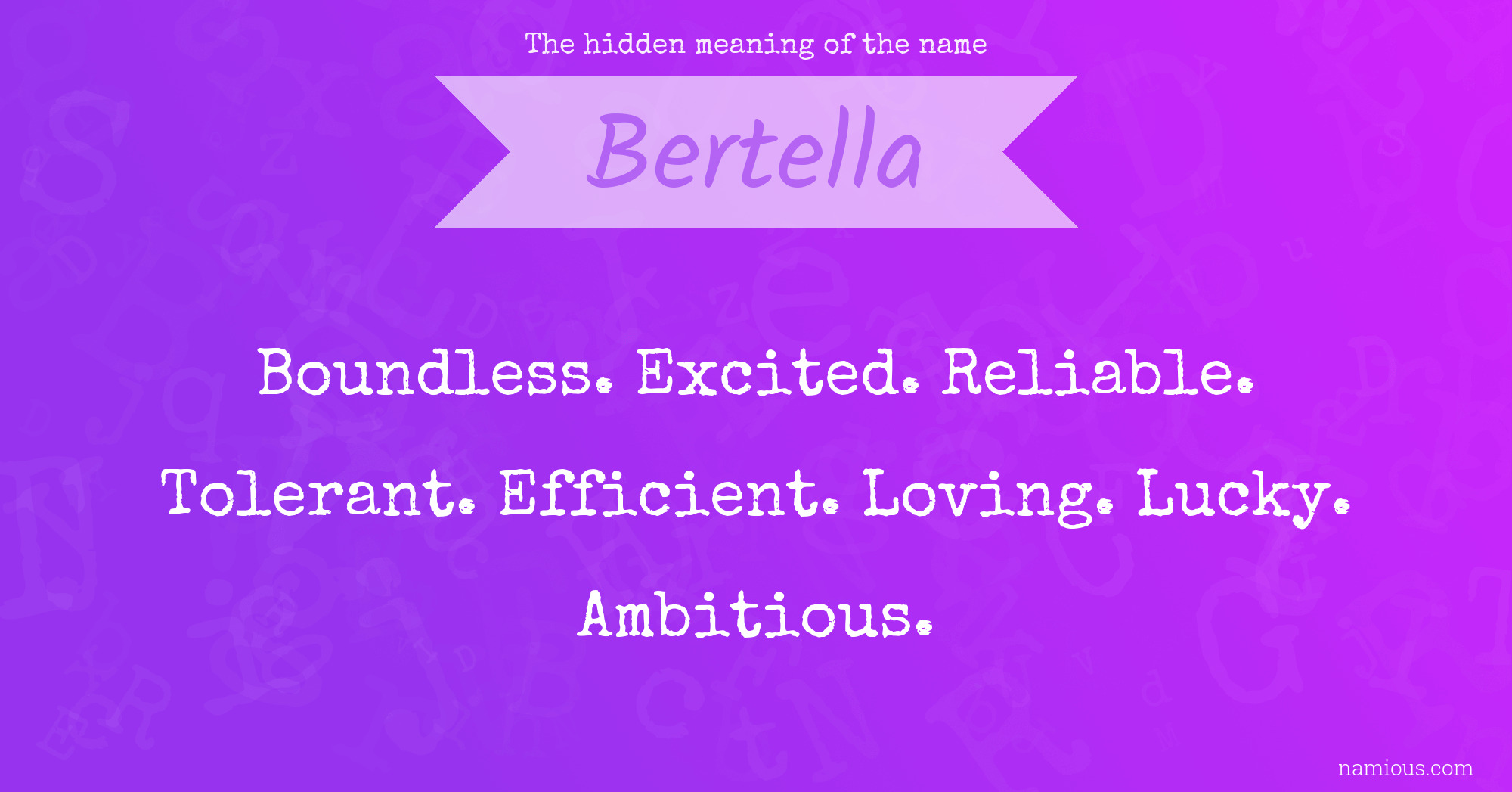 The hidden meaning of the name Bertella