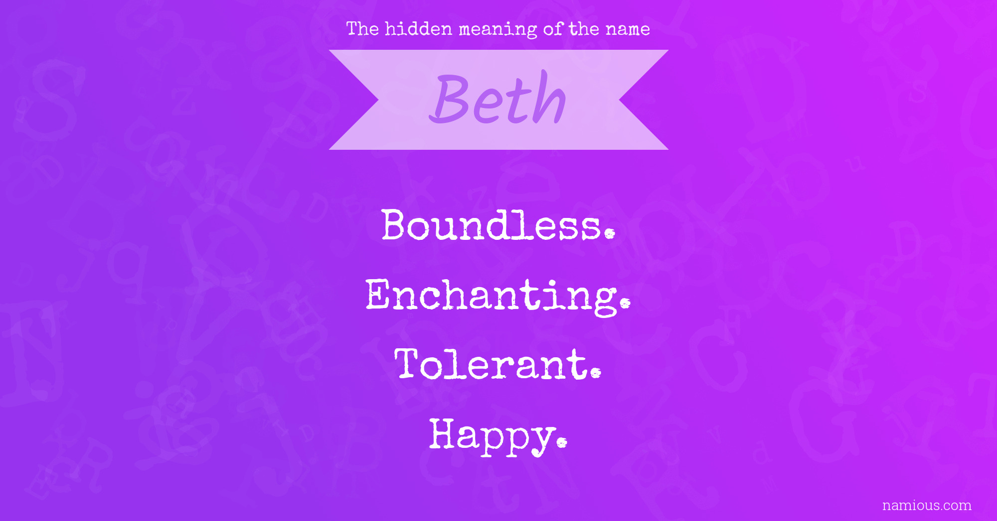 The hidden meaning of the name Beth
