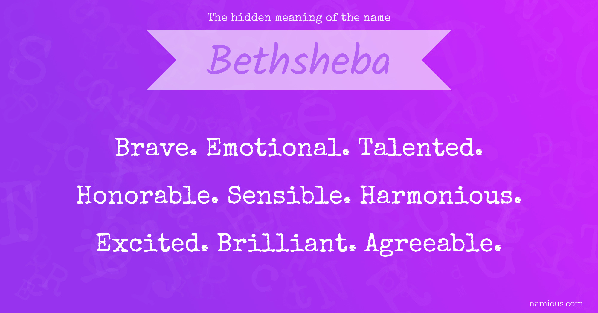 The hidden meaning of the name Bethsheba