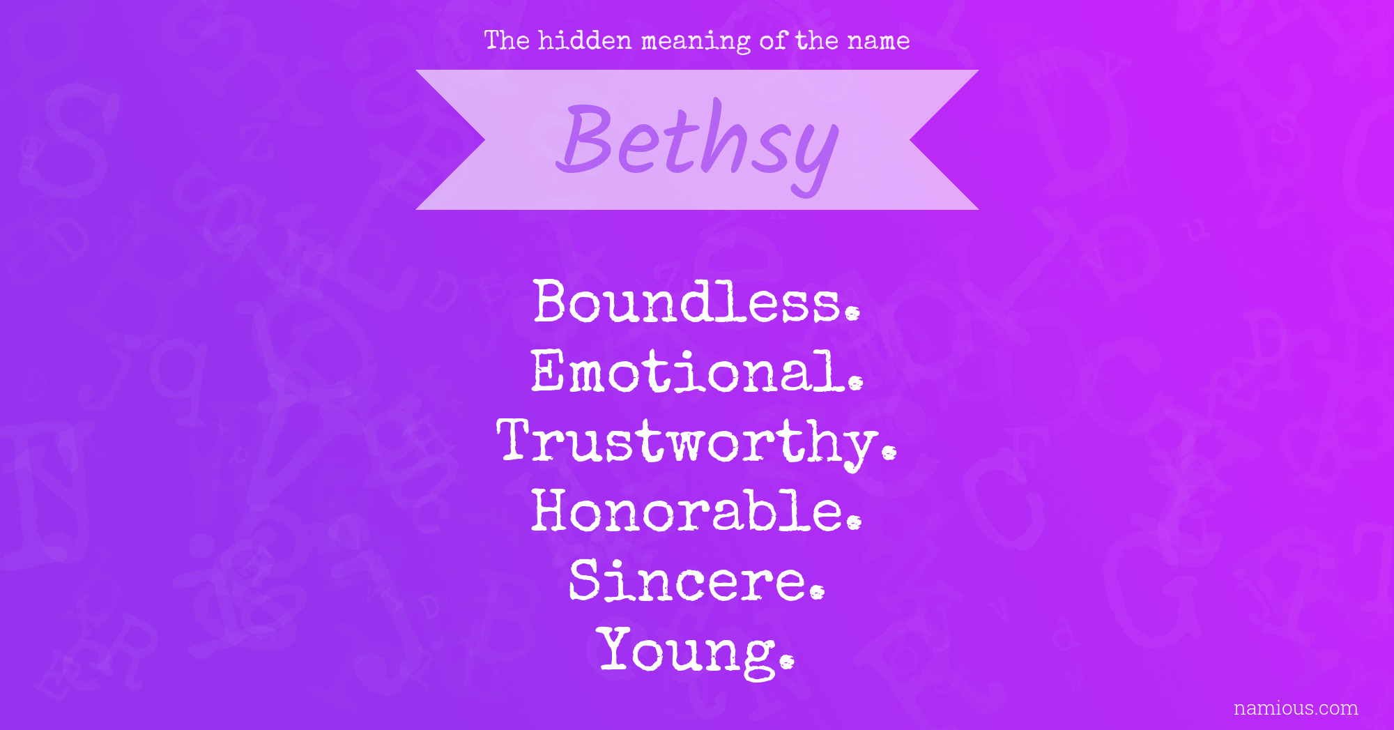 The hidden meaning of the name Bethsy