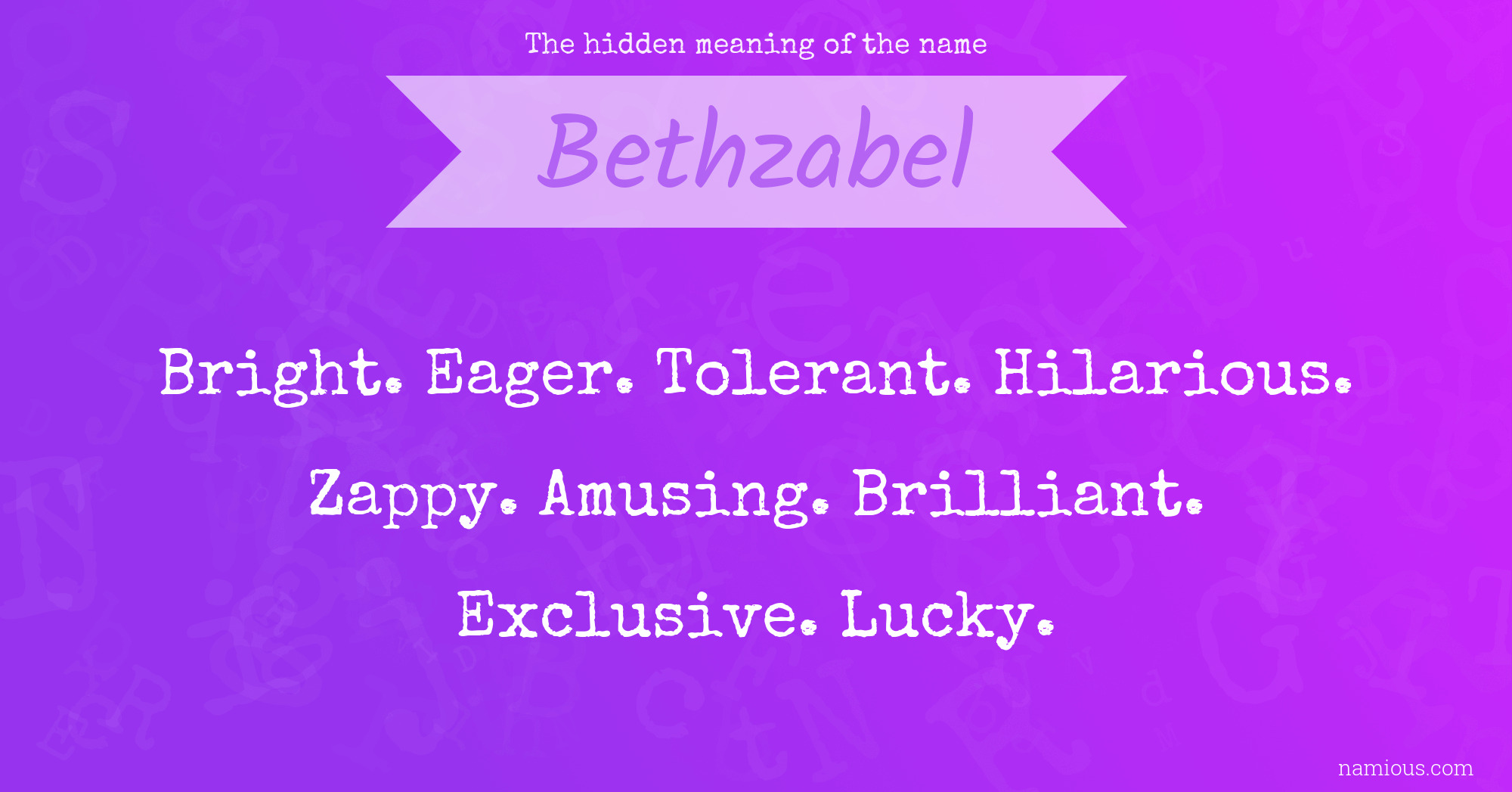 The hidden meaning of the name Bethzabel