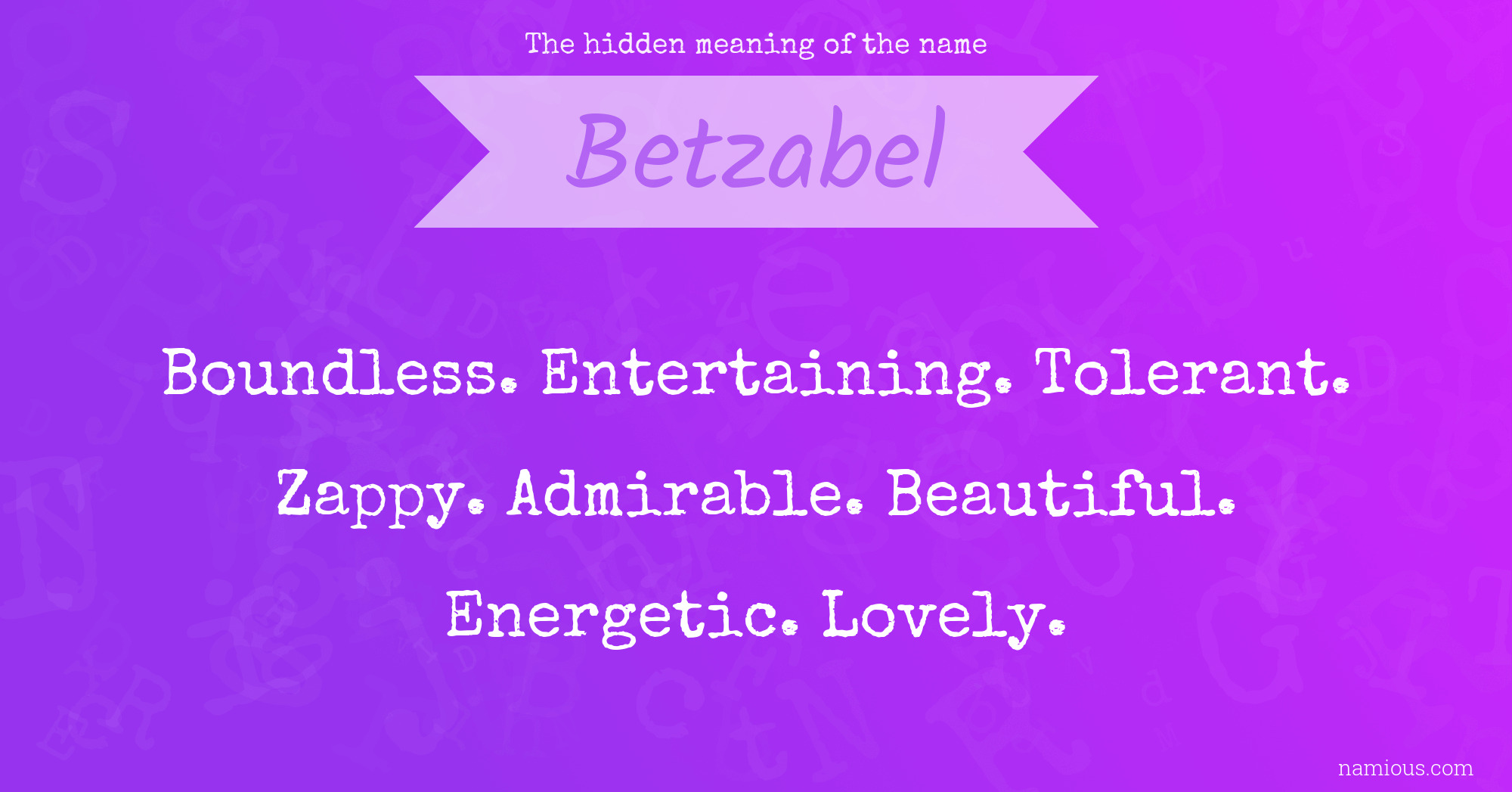 The hidden meaning of the name Betzabel