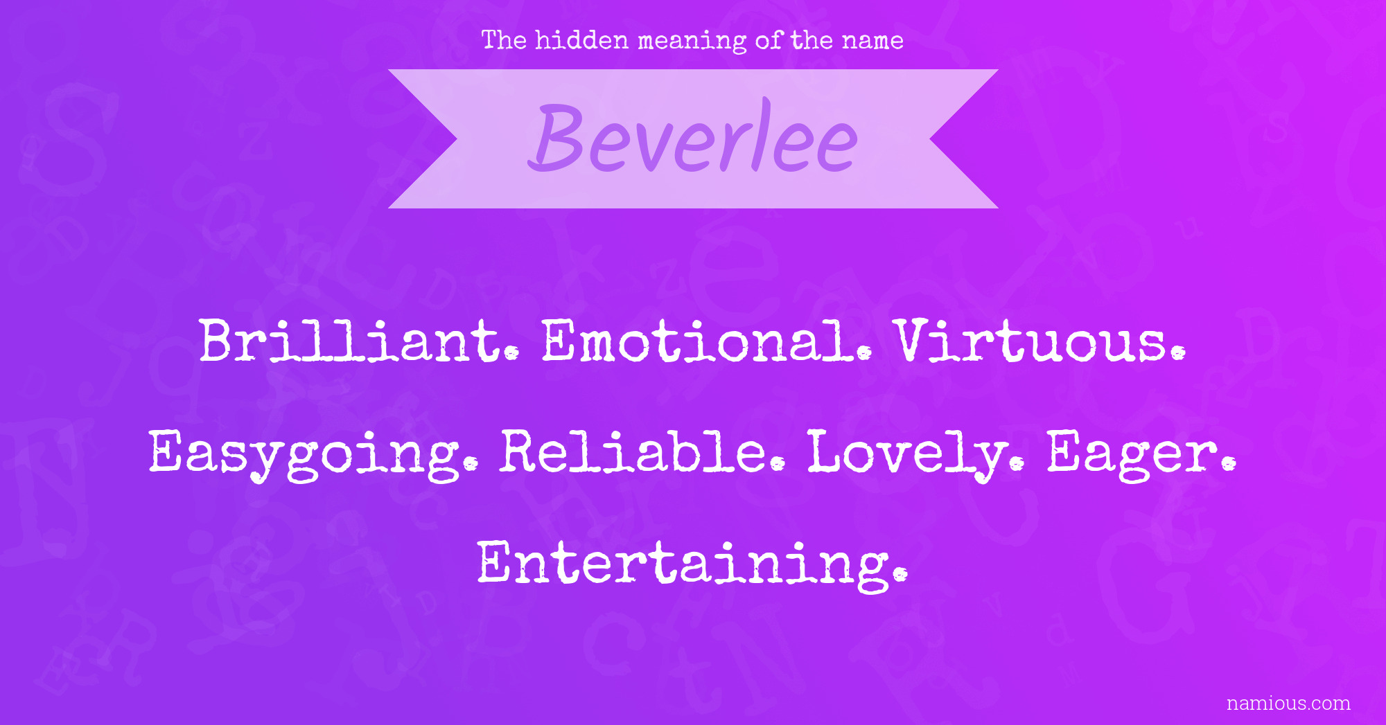 The hidden meaning of the name Beverlee