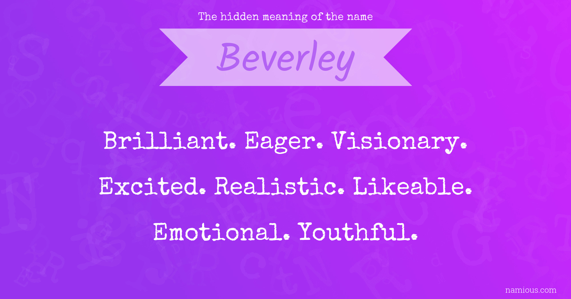 The hidden meaning of the name Beverley