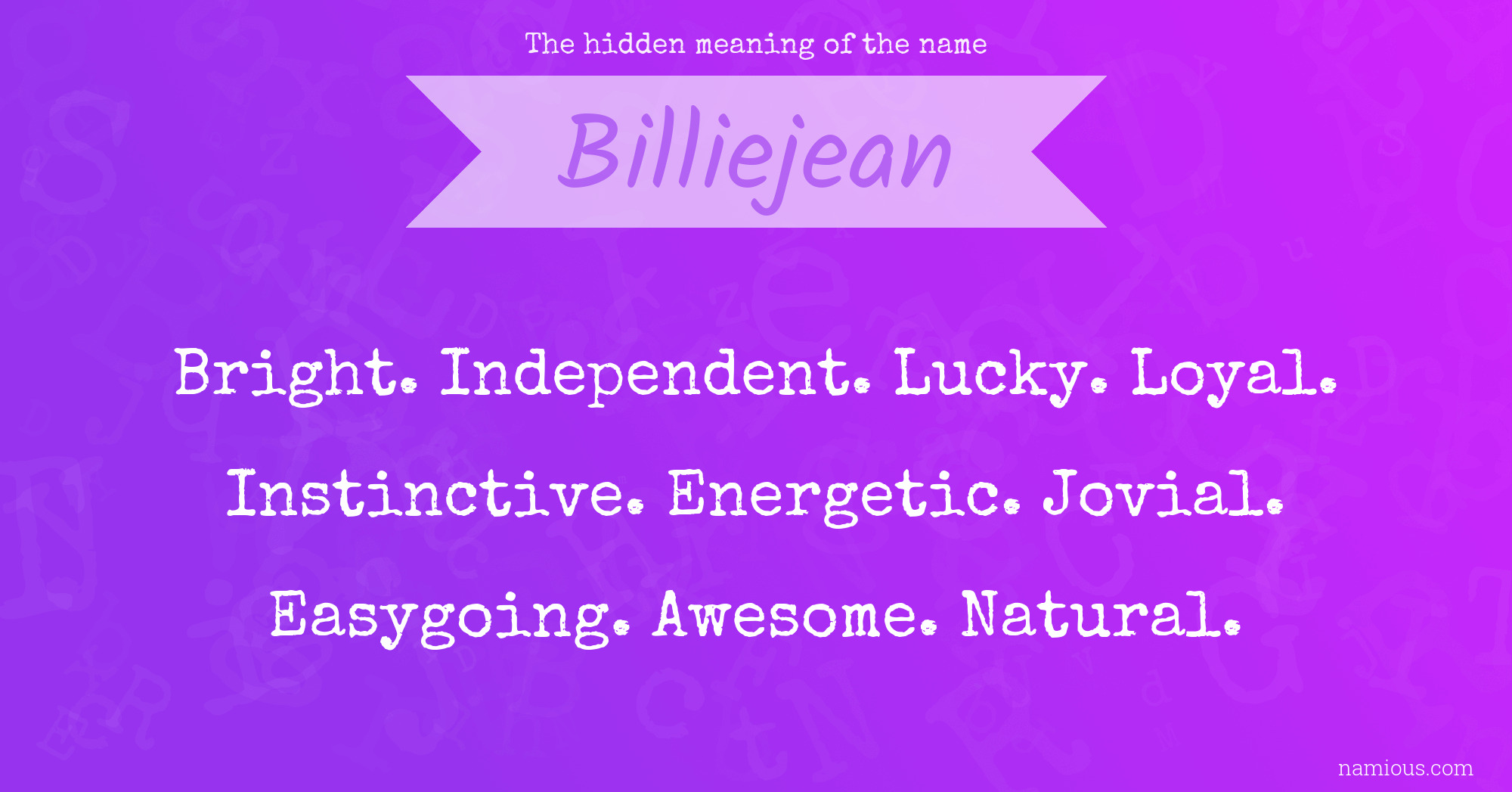 The hidden meaning of the name Billiejean