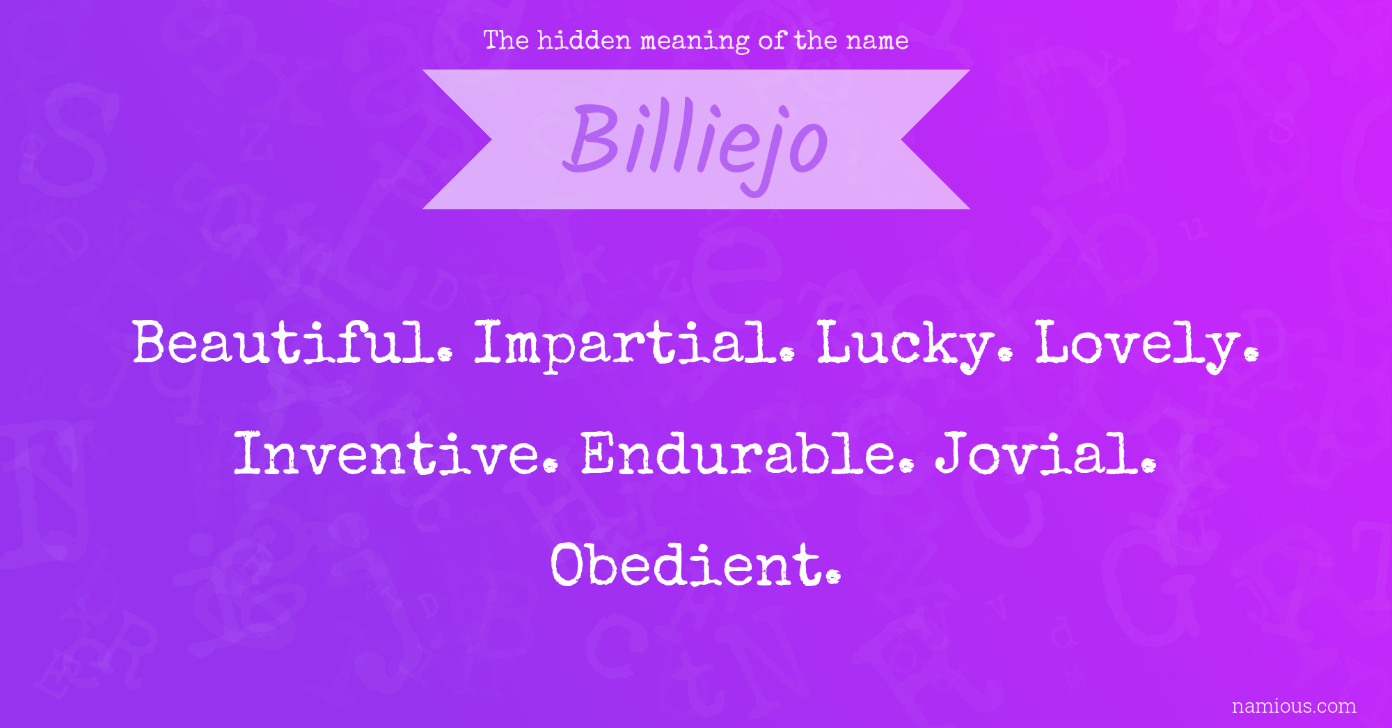 The hidden meaning of the name Billiejo