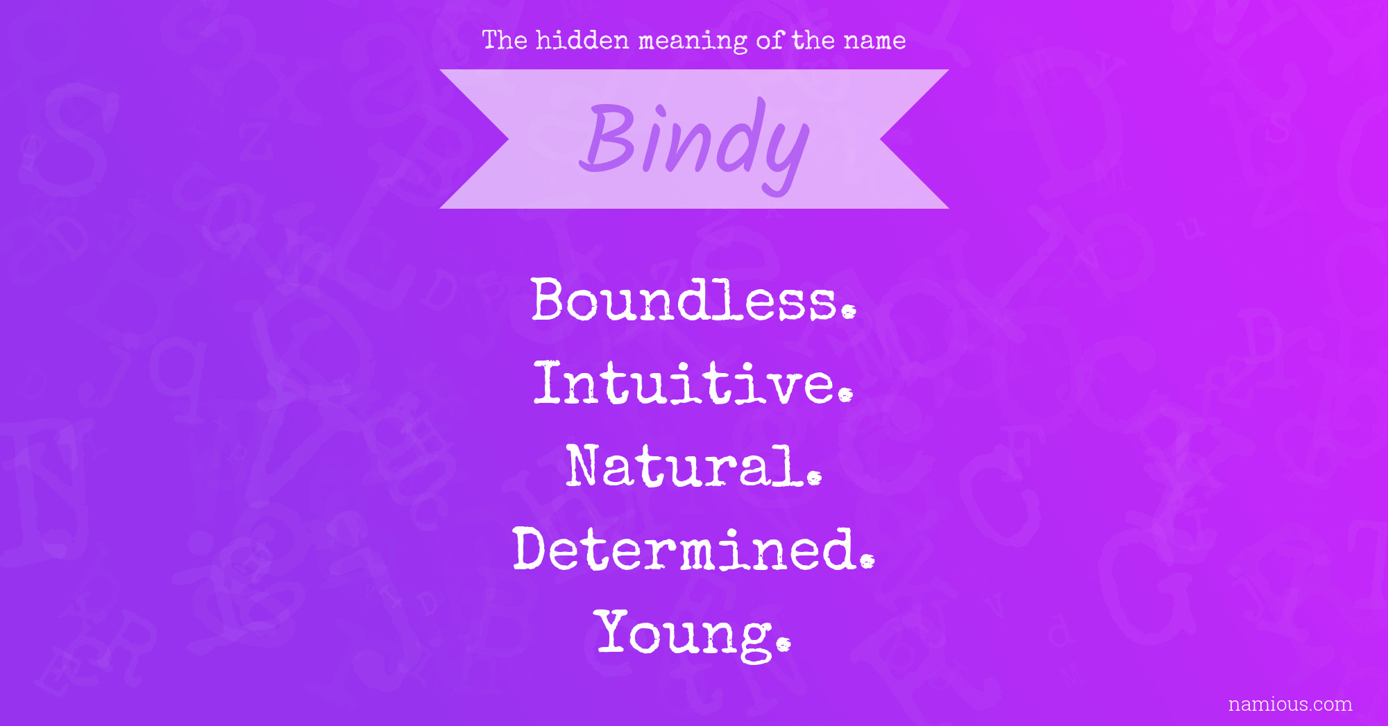 The hidden meaning of the name Bindy