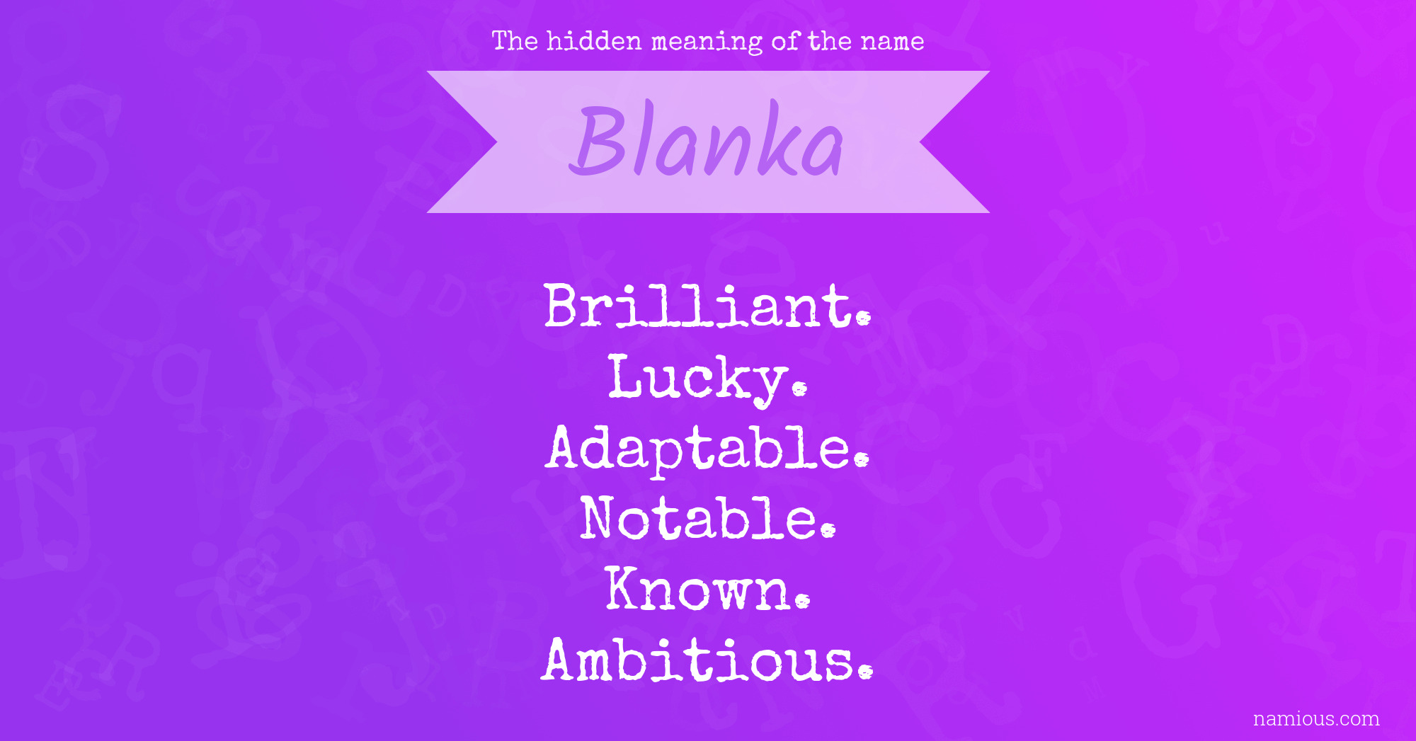 The hidden meaning of the name Blanka